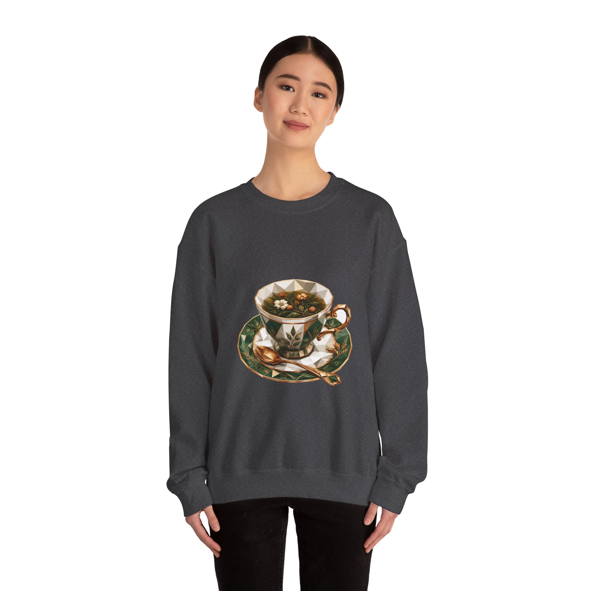 Matching Couple Sweatshirt - Coffee & Tea Matching Couple Crewneck Sweatshirt Geometric Art His Hers Couple Gift - Design B