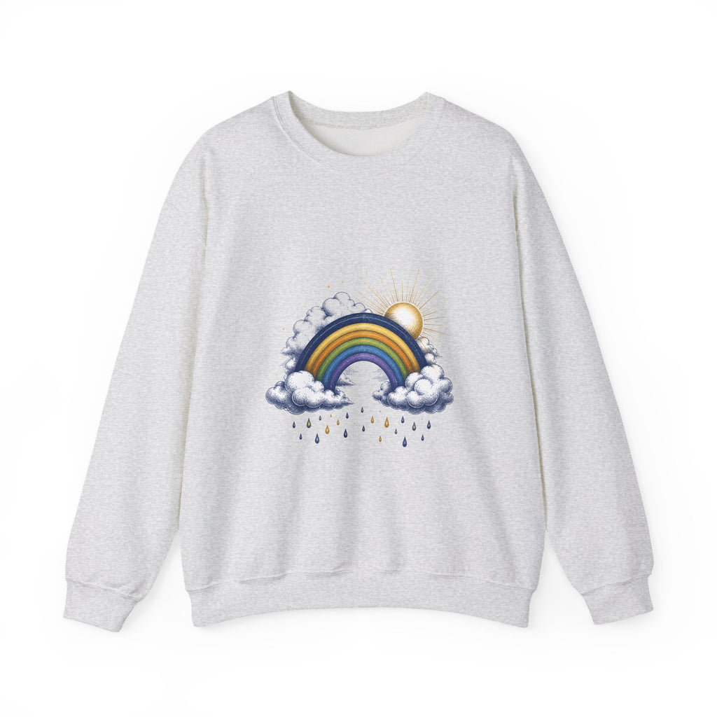 Matching Couple Sweatshirt - Storm & Rainbow Matching Couple Crewneck Sweatshirt Hand-Drawn Art His Hers Best Friend Gift - Design B