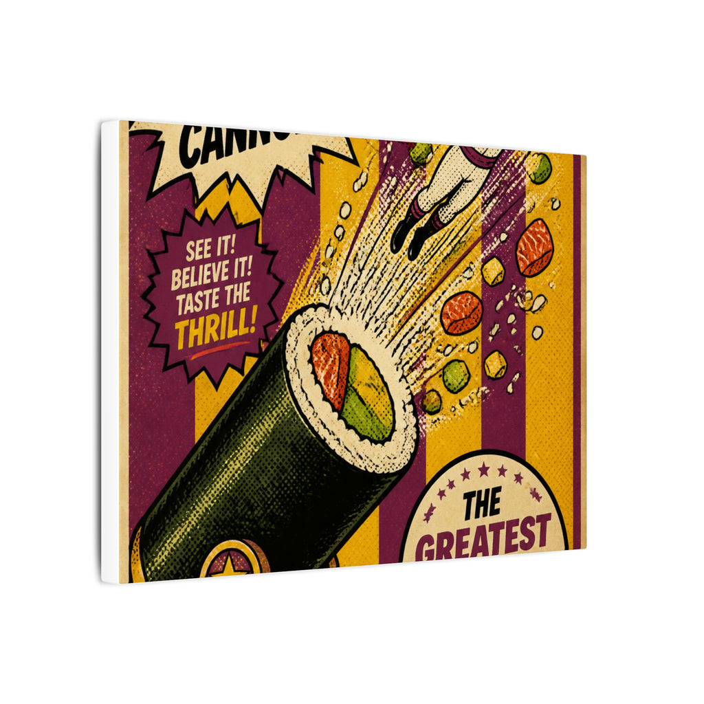 Sushi Roll Cannon Wall Art Canvas 24×36 Pop Art Restaurant Decor Maximalist Print