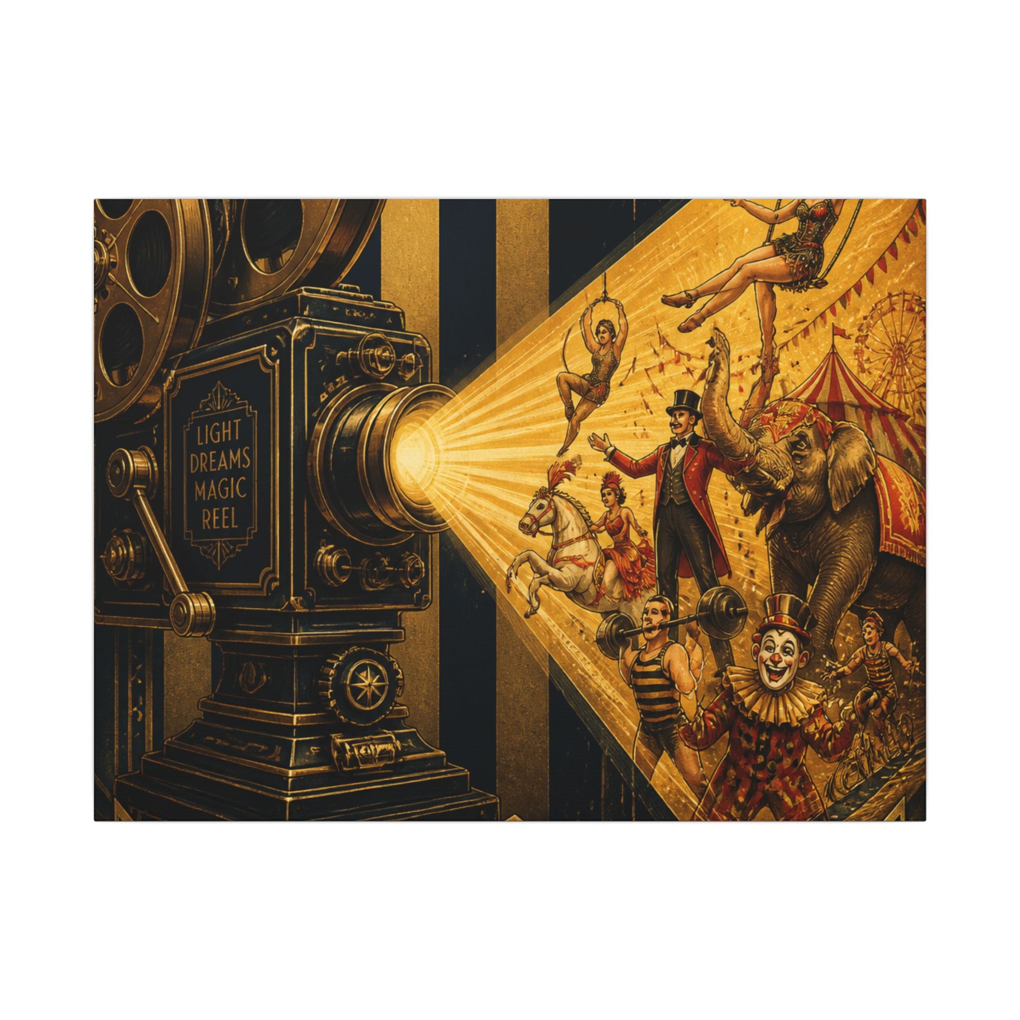 Film Camera Projector Show Wall Art Canvas 24×36 Art Deco Bar Area Decor Maximalist Print