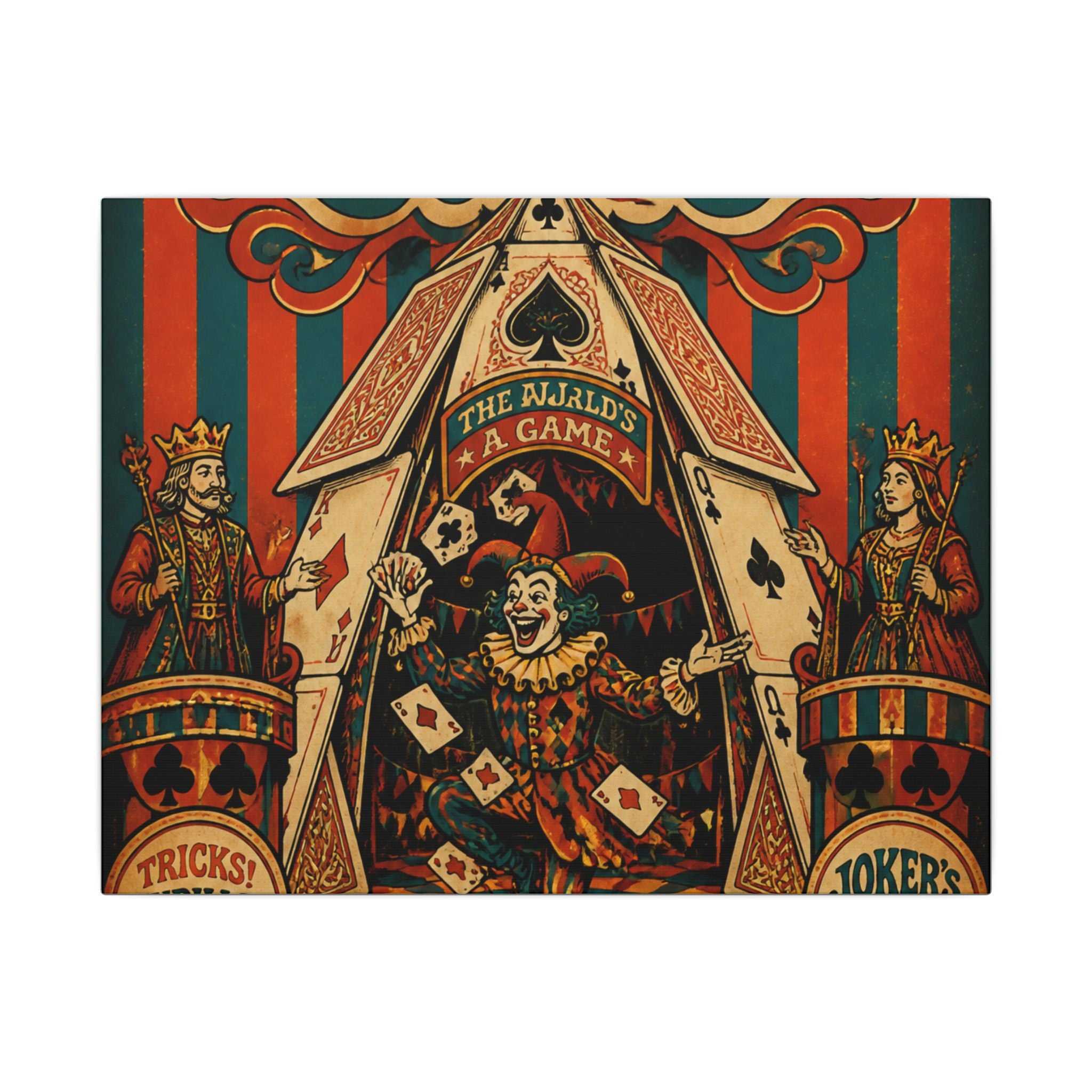 Playing Cards Tent Wall Art Canvas 24×36 Psychedelic Dining Room Decor Maximalist Print