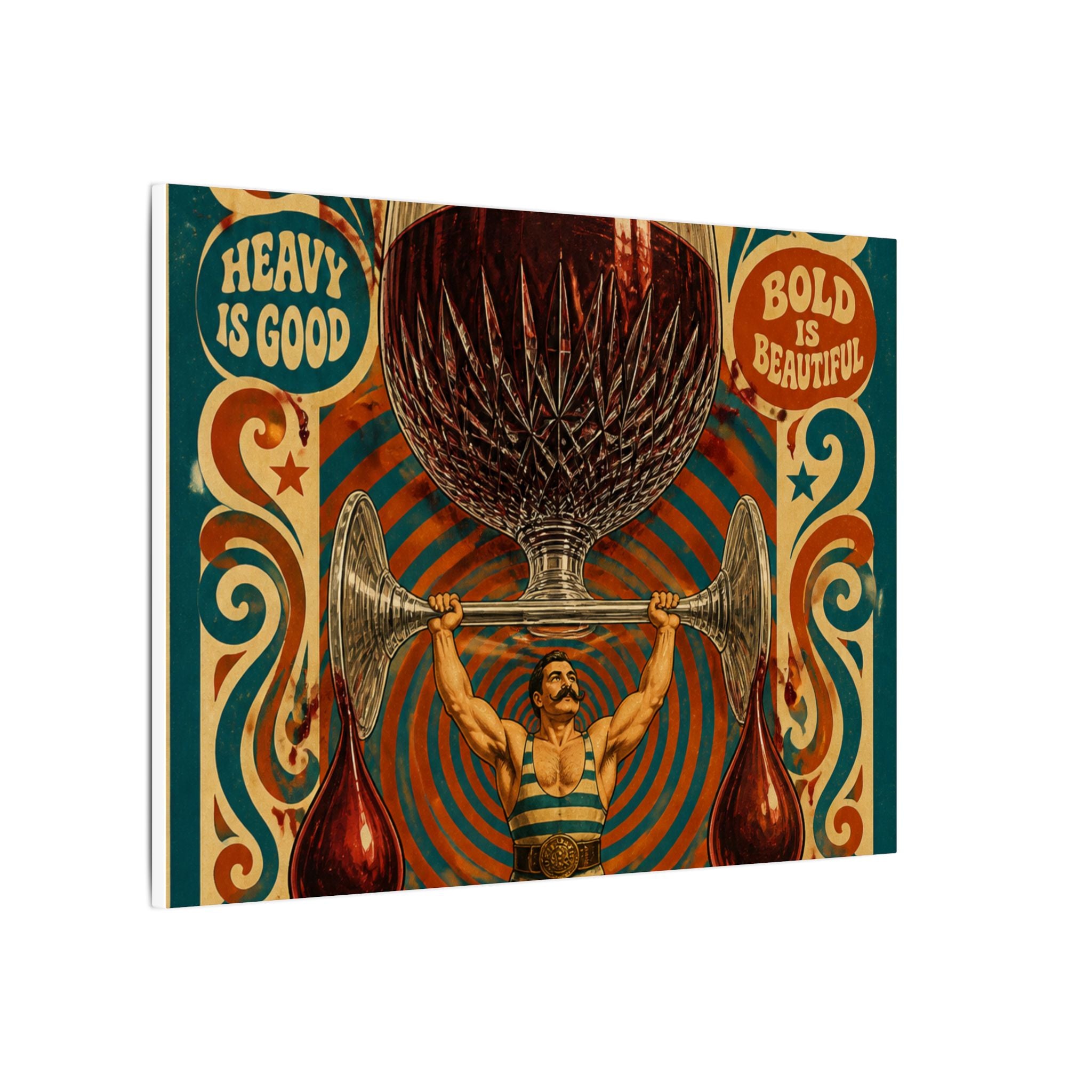Wine Glass Strongman Wall Art Canvas 16×20 Psychedelic Cafe Decor Maximalist Print