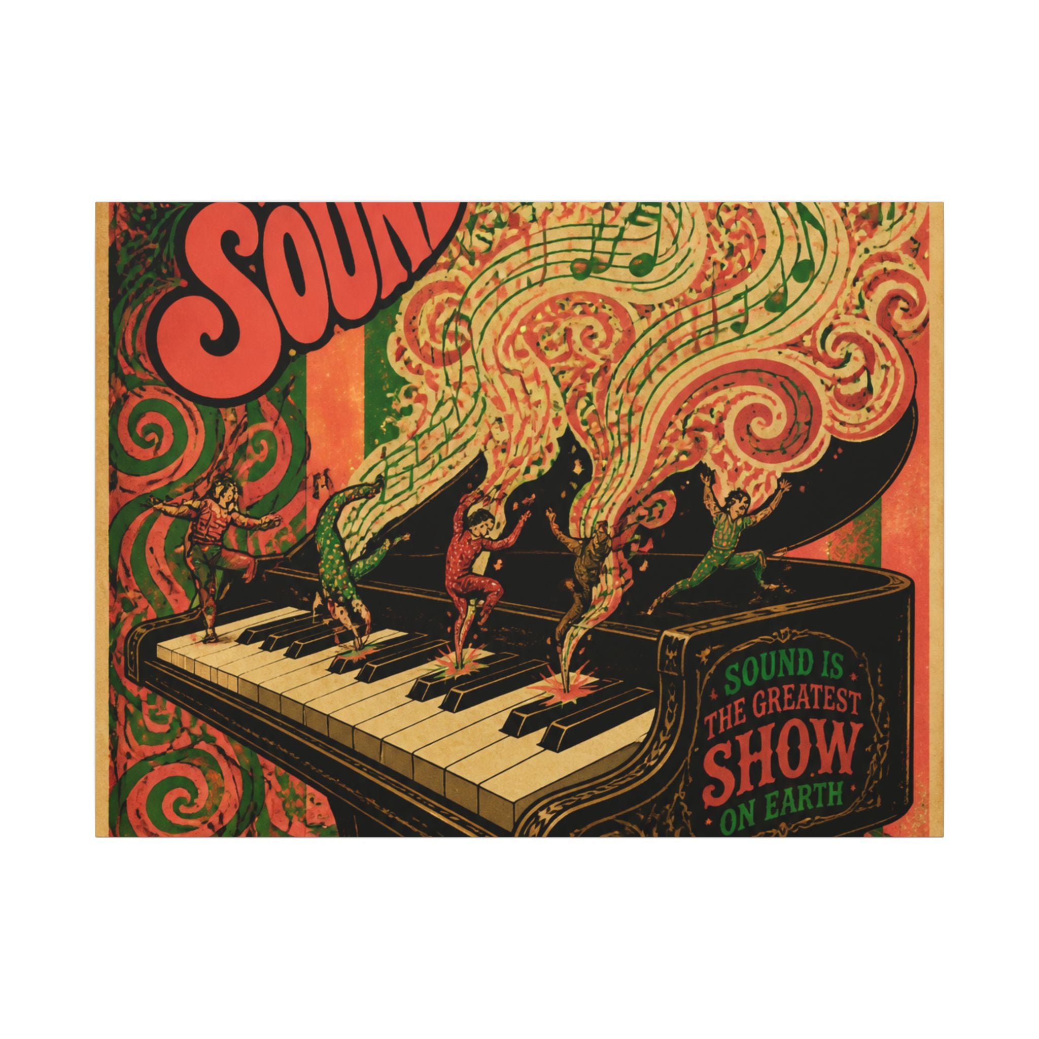 Grand Piano Acrobats Wall Art Canvas 16×20 Psychedelic Cafe Decor Maximalist Print