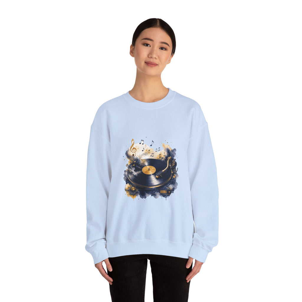 Matching Couple Sweatshirt - Vinyl & Cassette Matching Couple Crewneck Sweatshirt Watercolor Art His Hers Engagement Gift - Design A