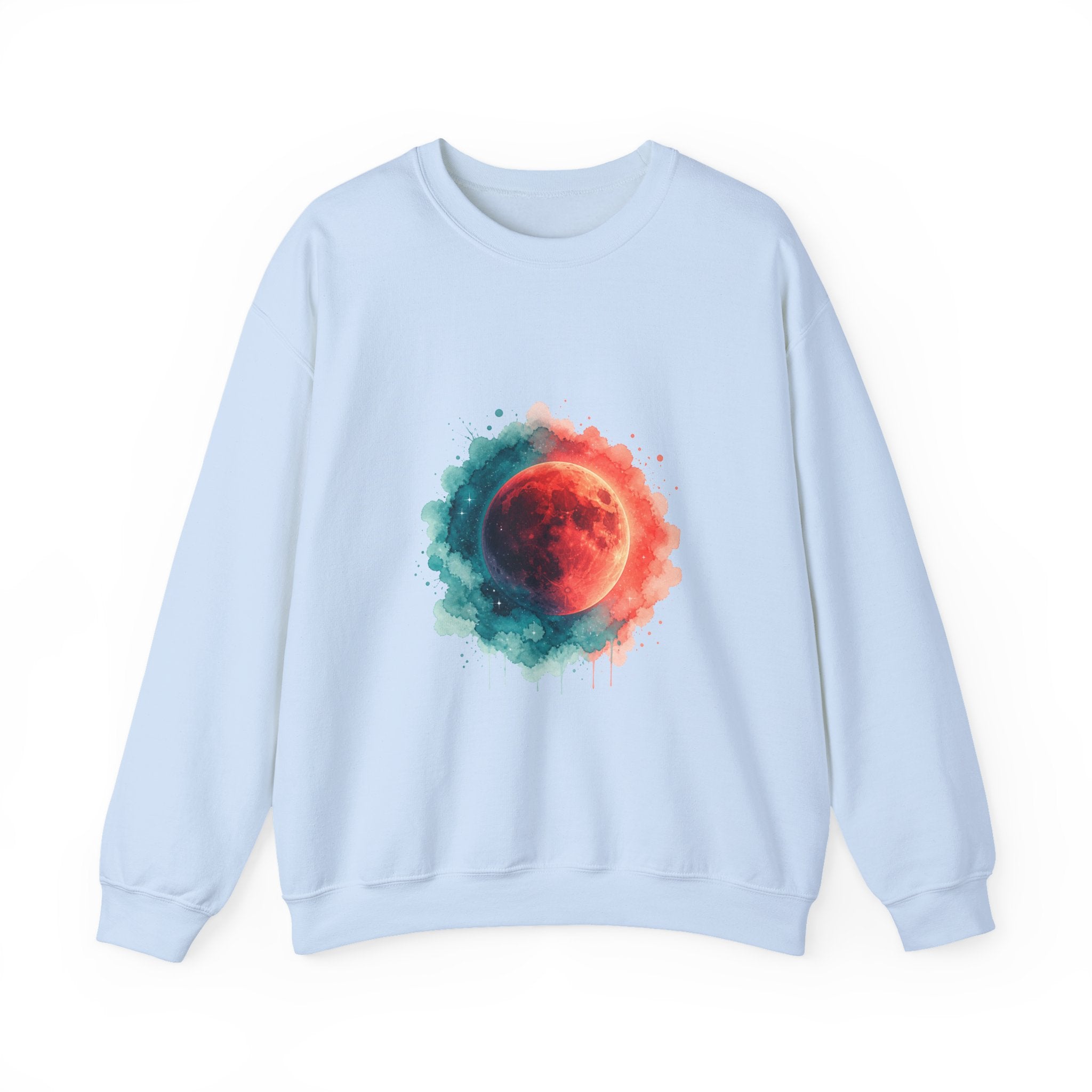 Matching Couple Sweatshirt - Solar & Lunar Eclipse Matching Couple Crewneck Sweatshirt Watercolor Art His Hers Engagement Gift - Design B