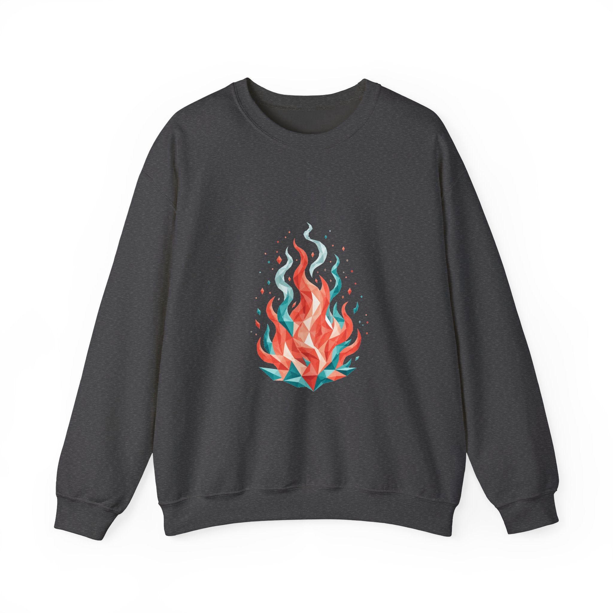 Matching Couple Sweatshirt - Wildfire & Waterfall Matching Couple Premium Fleece Sweatshirt Geometric Art His Hers Love Gift - Design A