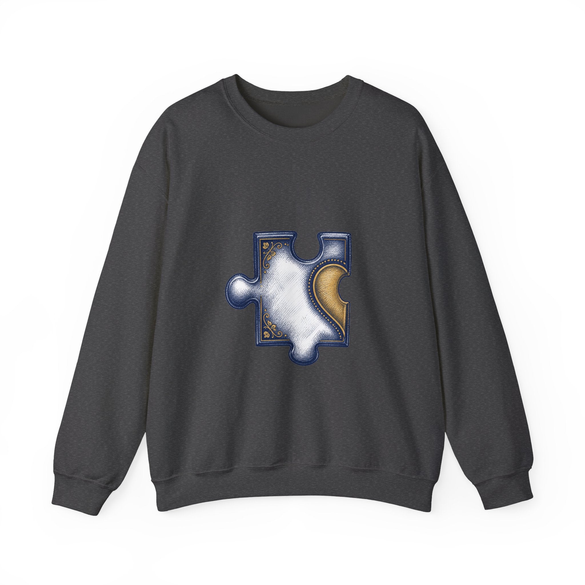Matching Couple Sweatshirt - Puzzle Pieces Matching Couple Premium Fleece Sweatshirt Hand-Drawn Art His Hers Anniversary Gift - Design A