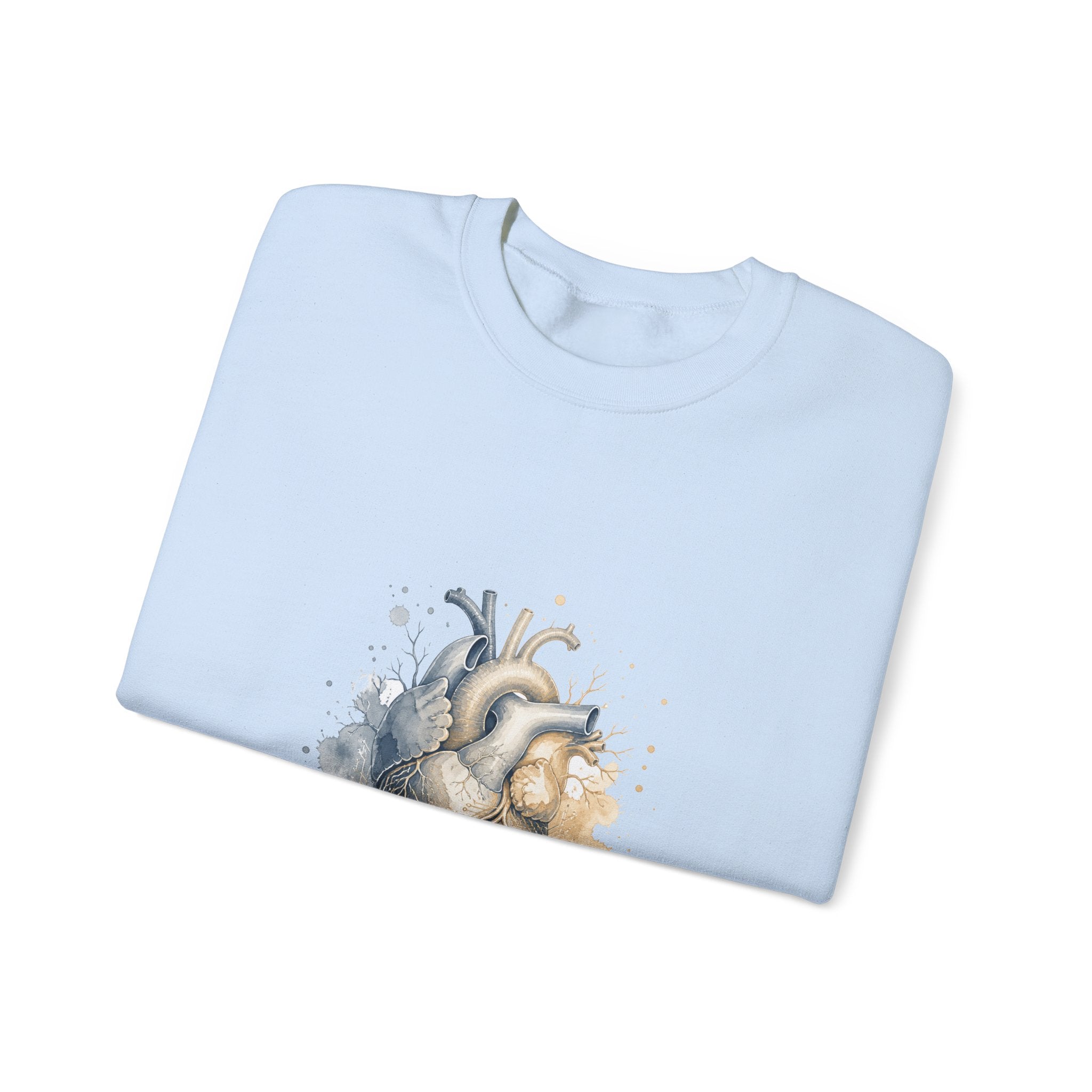 Matching Couple Sweatshirt - Robot & Heart Matching Couple Comfort Colors Crew Watercolor Art His Hers Birthday Gift - Design B