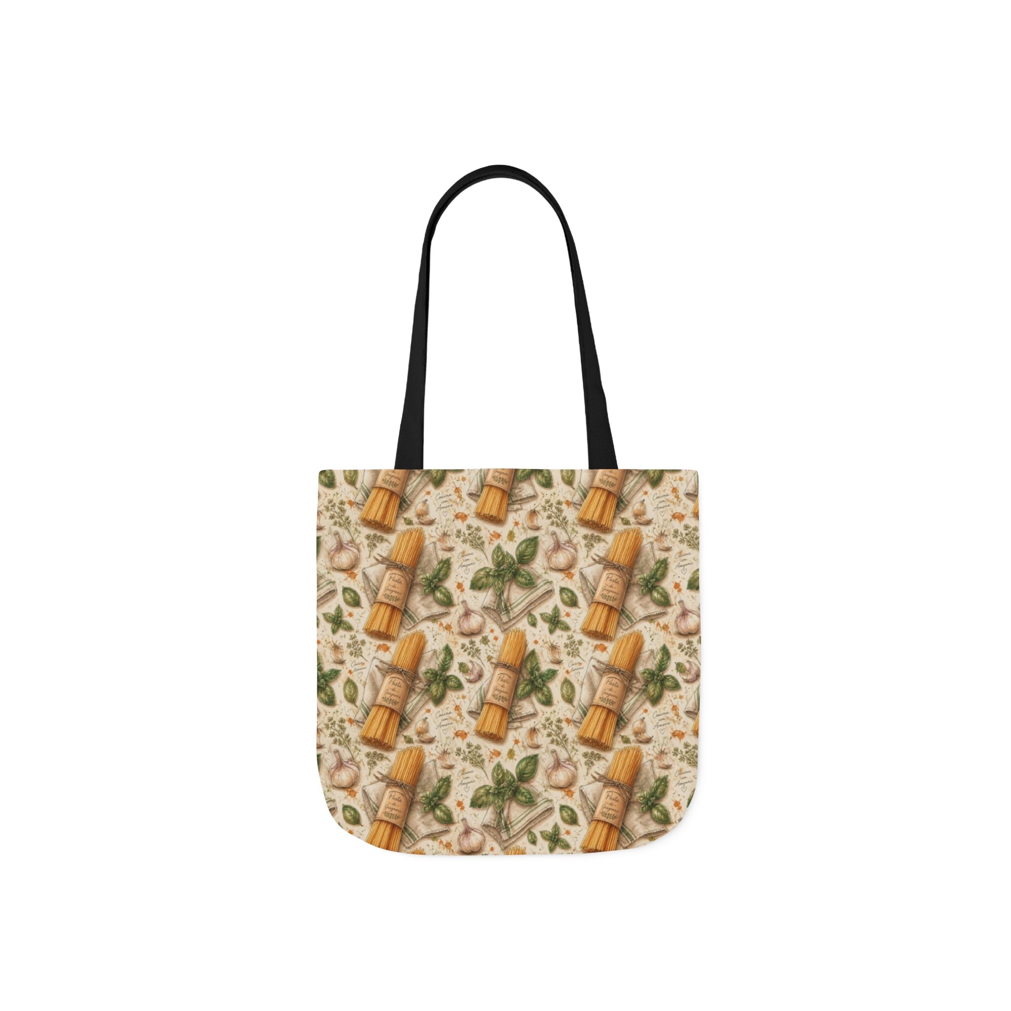 Spaghetti Bundle Canvas Tote Bag Mediterranean Kitchen Watercolor Design Italian Cottagecore Gift