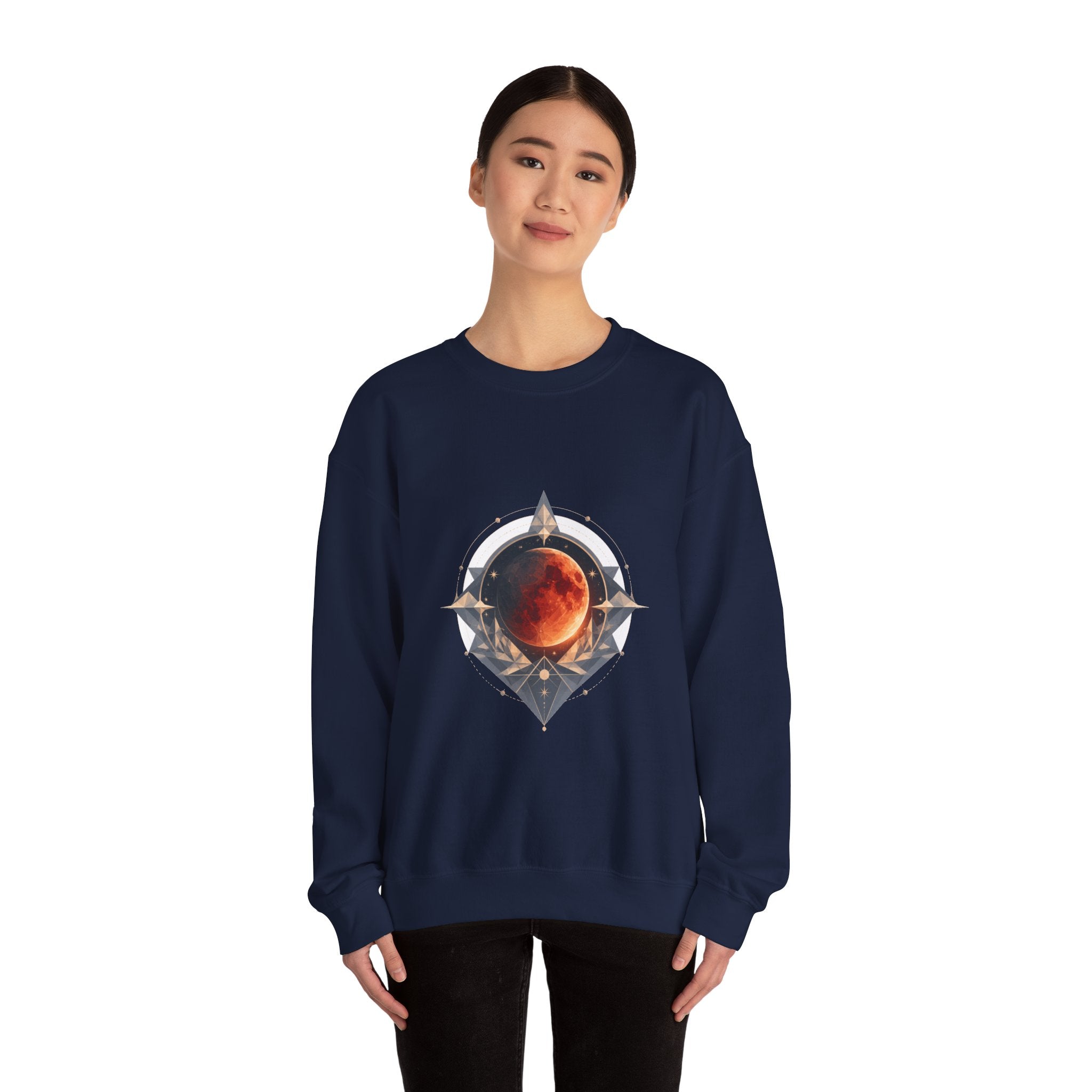 Matching Couple Sweatshirt - Solar & Lunar Eclipse Matching Couple Premium Fleece Sweatshirt Geometric Art His Hers Love Gift - Design B