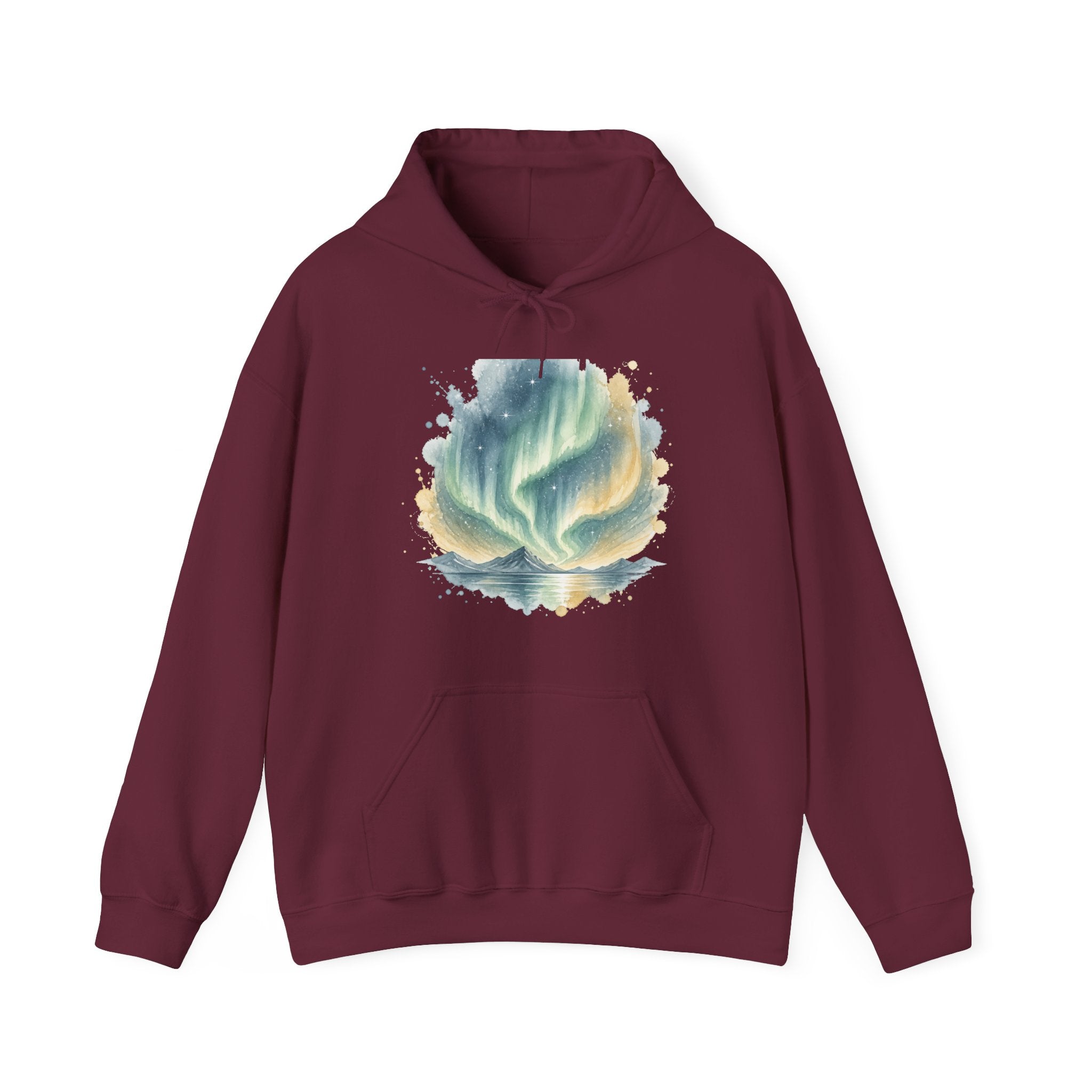Matching Couple Sweatshirt - Aurora & Southern Cross Matching Couple Hooded Sweatshirt Watercolor Art His Hers Engagement Gift - Design A