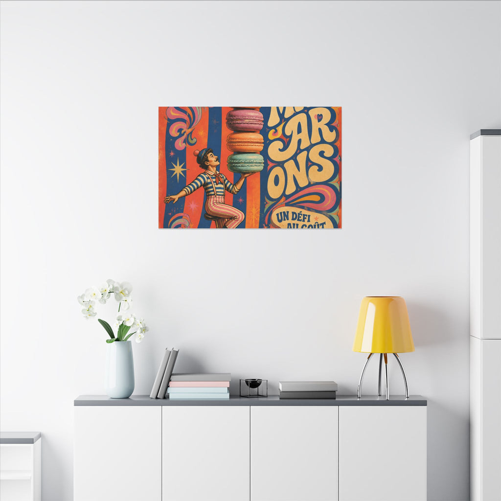 Macaron Balancing Tower Wall Art Canvas 16×20 Psychedelic Cafe Decor Maximalist Print