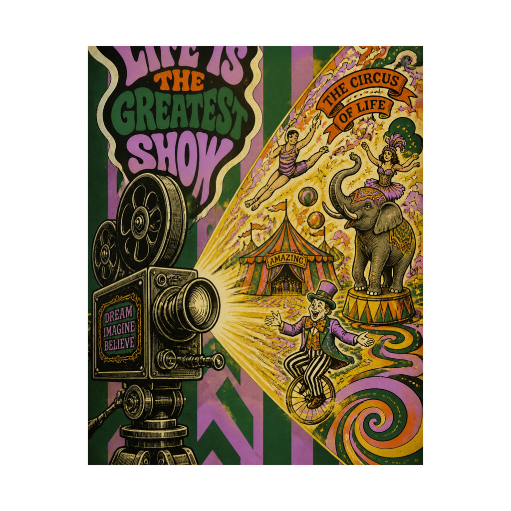 Film Camera Projector Show Wall Art Poster 18×24 Psychedelic Cafe Decor Maximalist Print