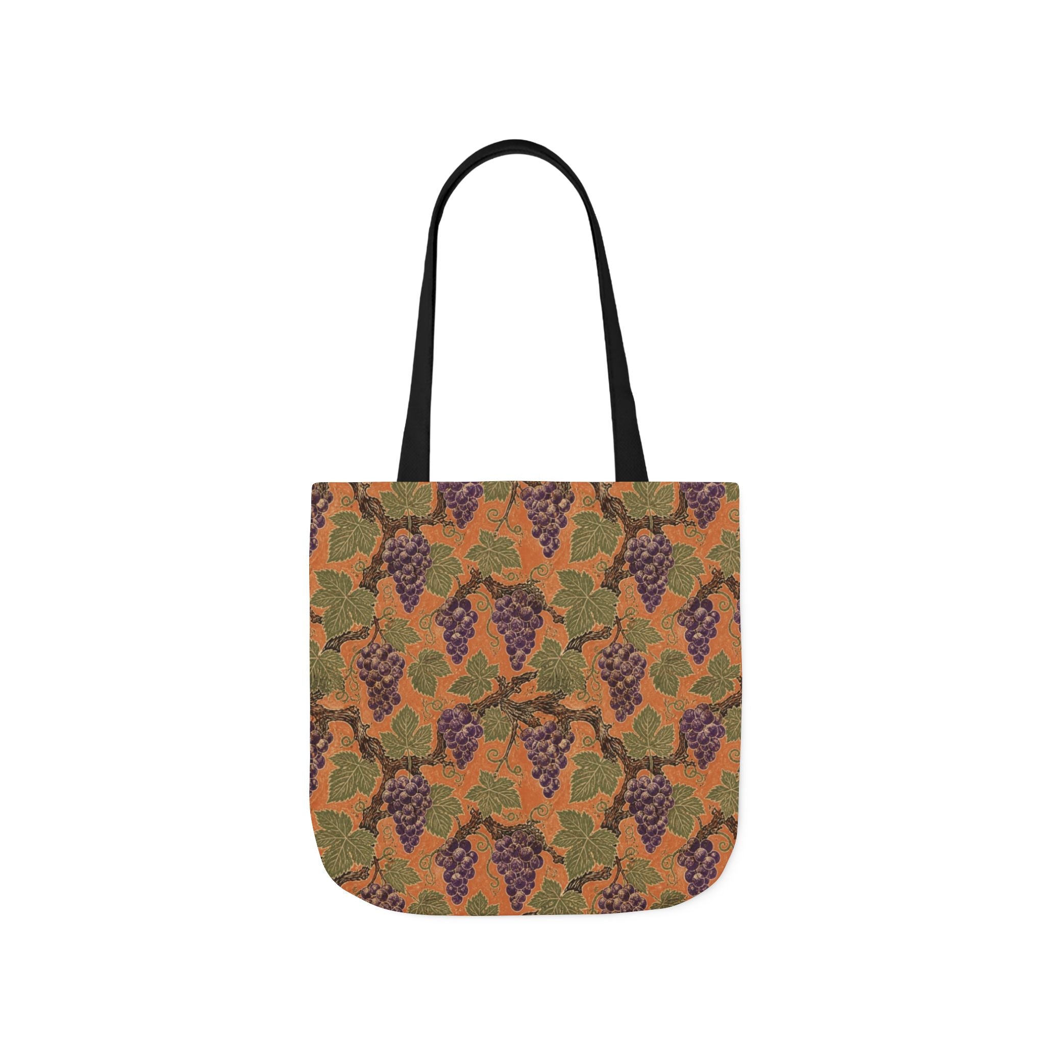Grape Clusters Canvas Tote Bag Mediterranean Kitchen Linocut Design Italian Cottagecore Gift