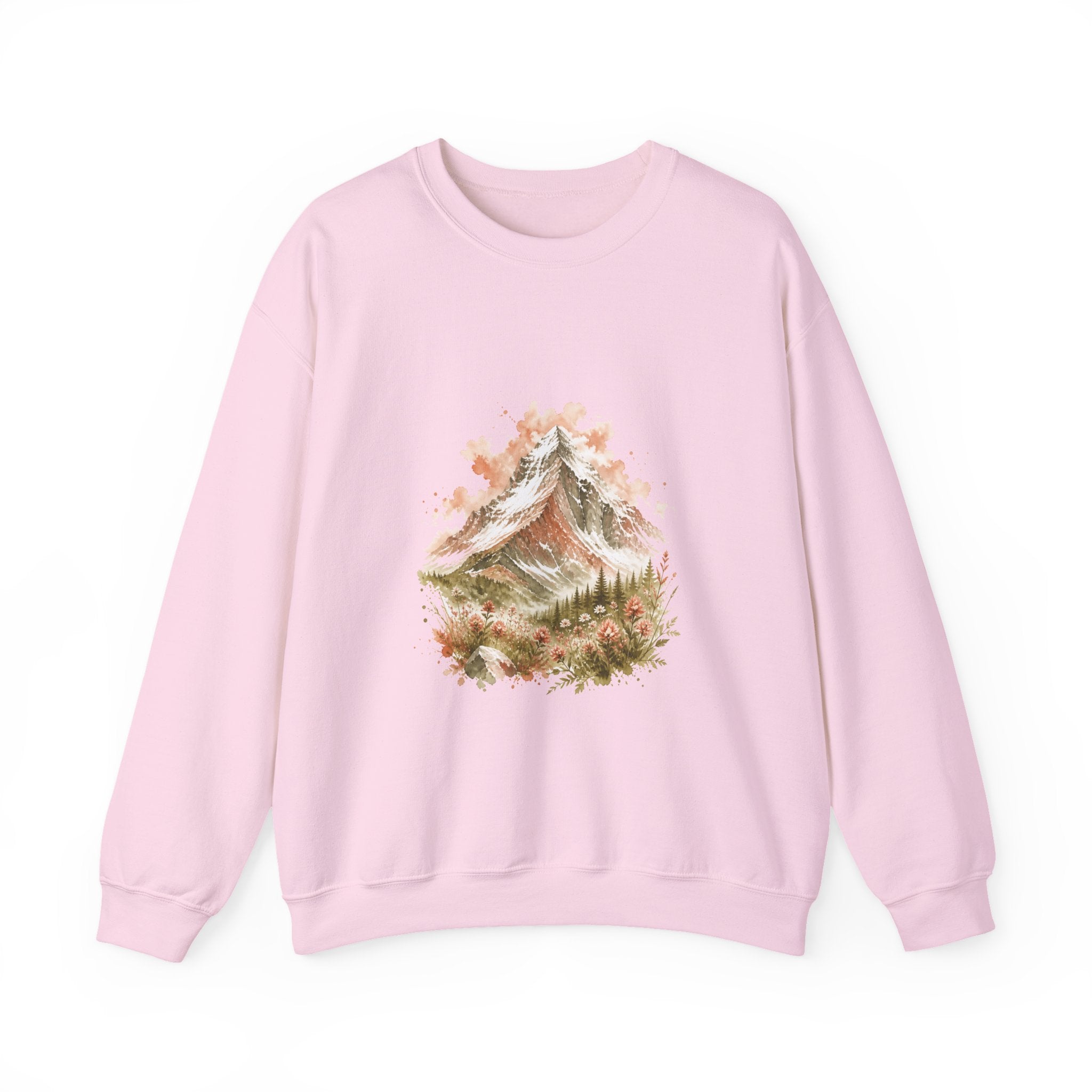 Matching Couple Sweatshirt - Mountain & Ocean Matching Couple Premium Fleece Sweatshirt Watercolor Art His Hers Birthday Gift - Design A