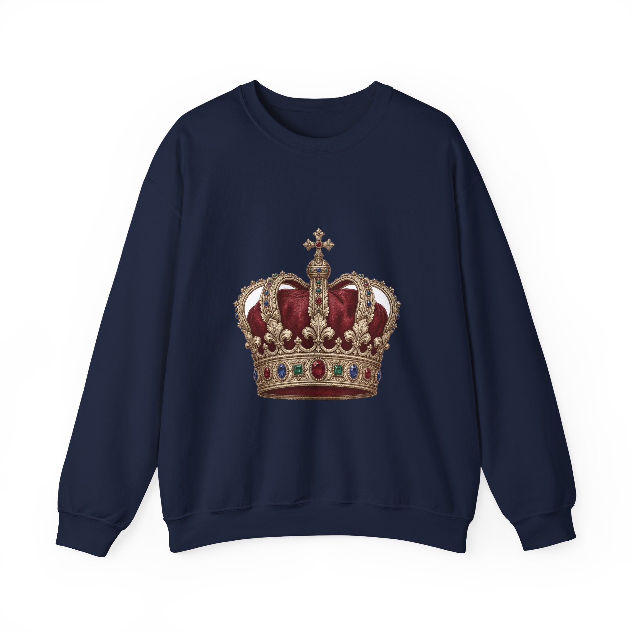 Matching Couple Sweatshirt - Crown & Shield Matching Couple Crewneck Sweatshirt Vintage Art His Hers Wedding Gift - Design A