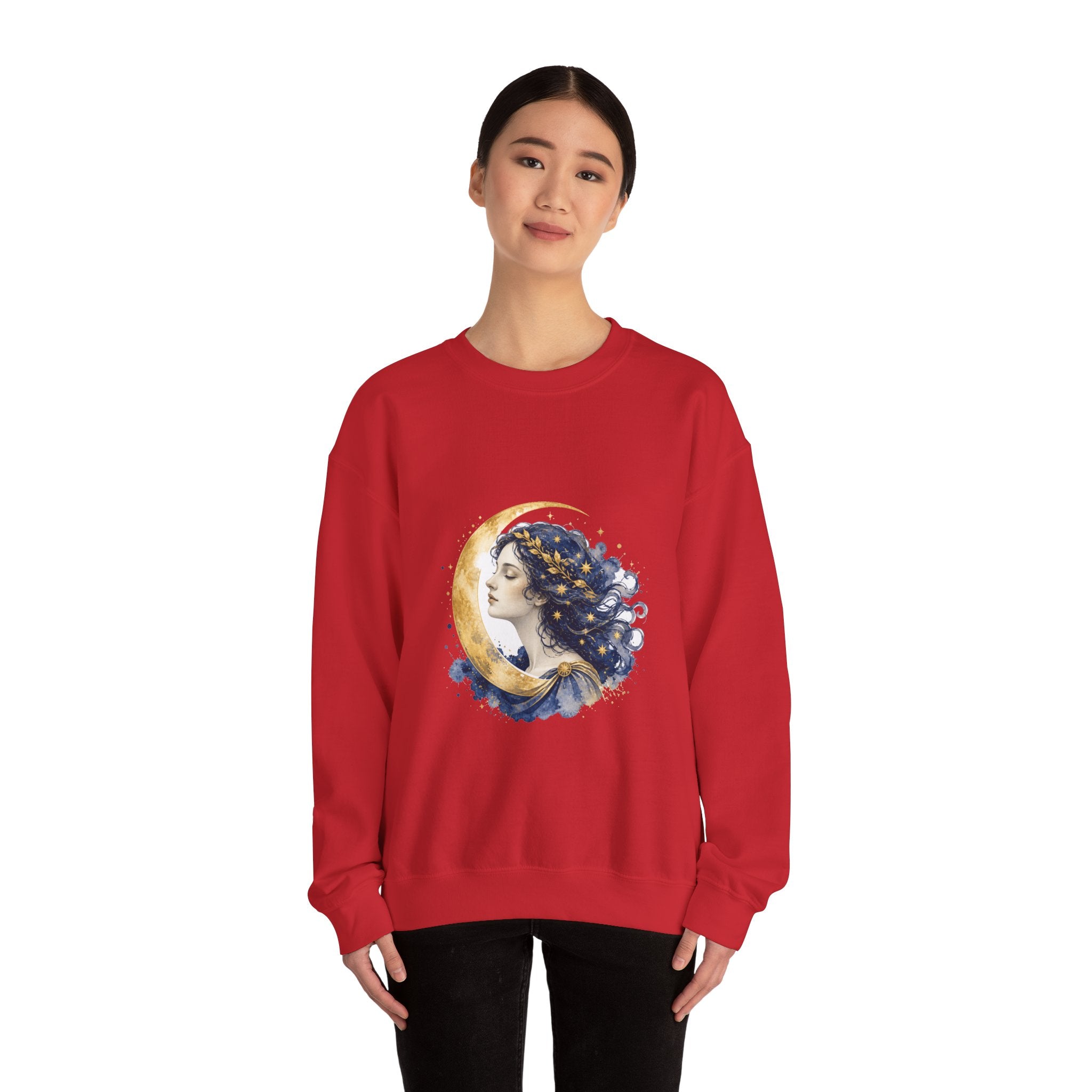 Matching Couple Sweatshirt - Helios & Selene Matching Couple Comfort Colors Crew Watercolor Art His Hers Birthday Gift - Design B