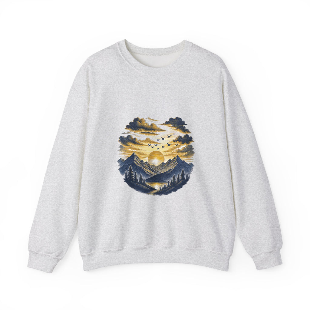 Matching Couple Sweatshirt - Sunrise & Sunset Matching Couple Premium Fleece Sweatshirt Hand-Drawn Art His Hers Anniversary Gift - Design B