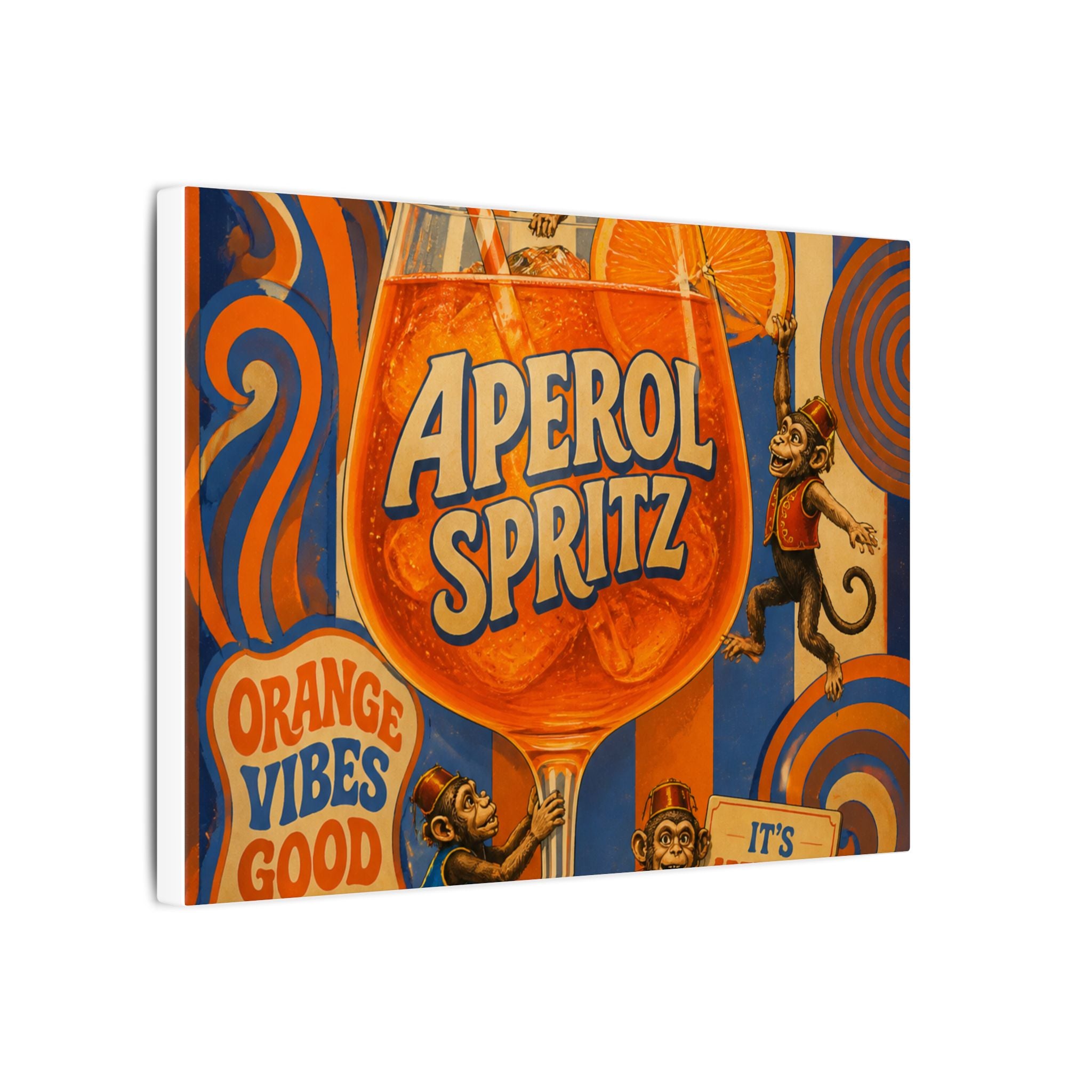 Aperol Spritz Monkeys Wall Art Canvas 24×36 Psychedelic Dining Room Decor Maximalist Print