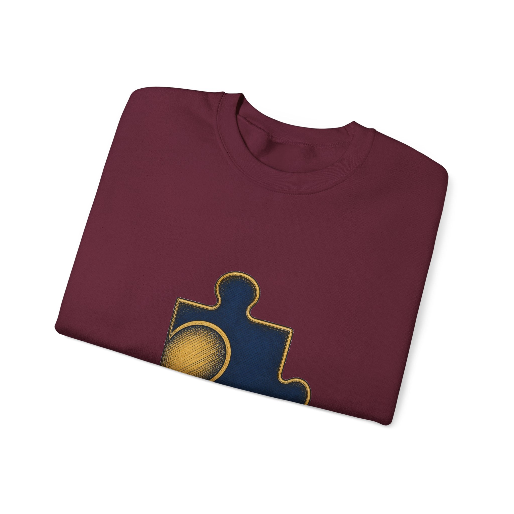 Matching Couple Sweatshirt - Puzzle Pieces Matching Couple Premium Fleece Sweatshirt Hand-Drawn Art His Hers Anniversary Gift - Design B
