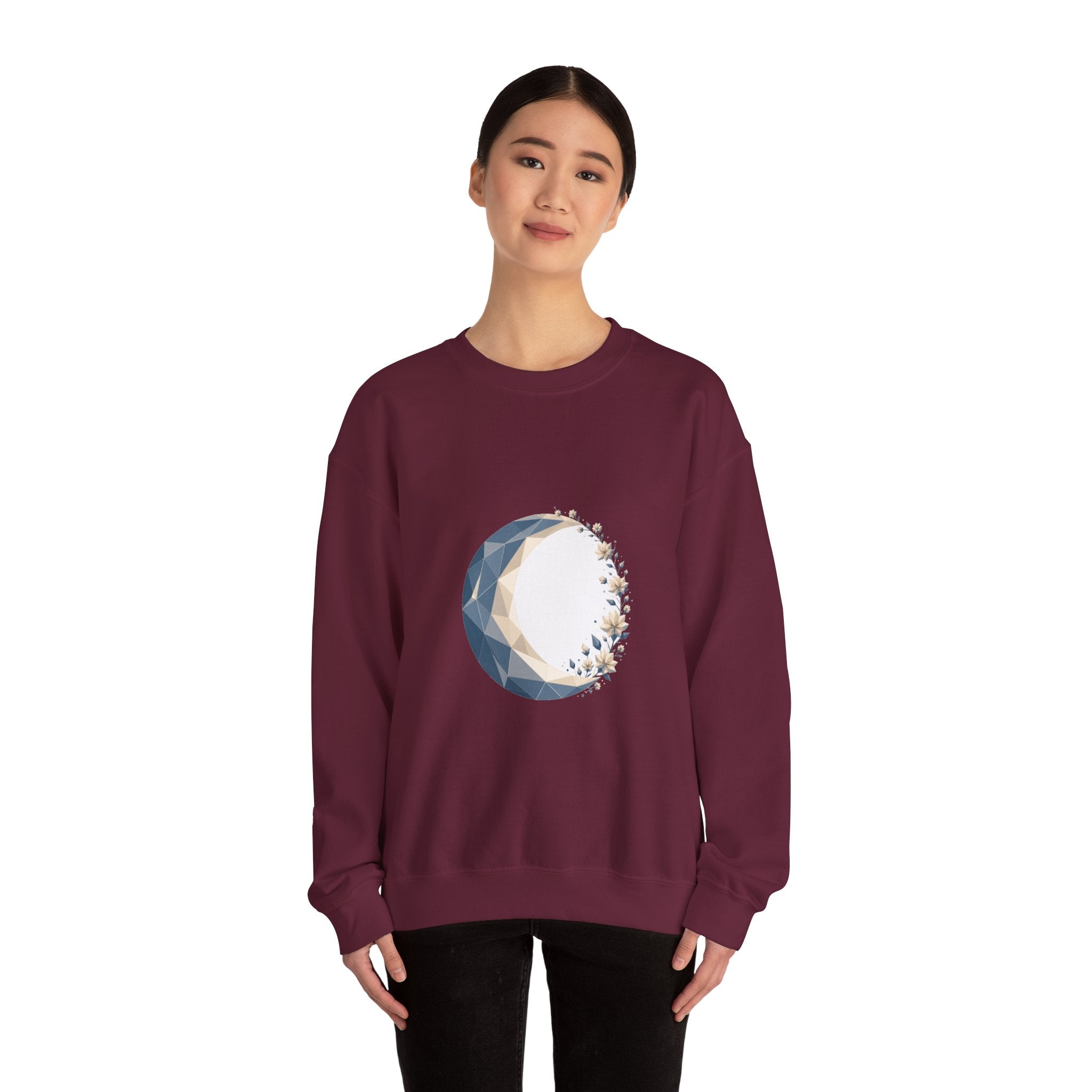 Matching Couple Sweatshirt - Waxing & Waning Moon Matching Couple Comfort Colors Crew Geometric Art His Hers Love Gift - Design A