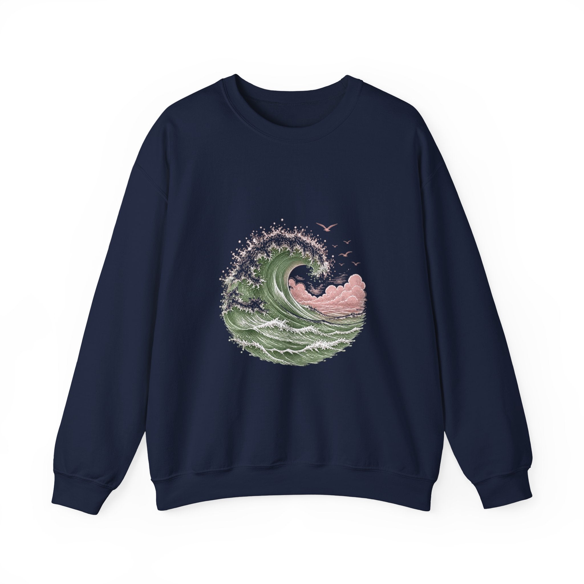 Matching Couple Sweatshirt - Mountain & Ocean Matching Couple Comfort Colors Crew Hand-Drawn Art His Hers Anniversary Gift - Design B