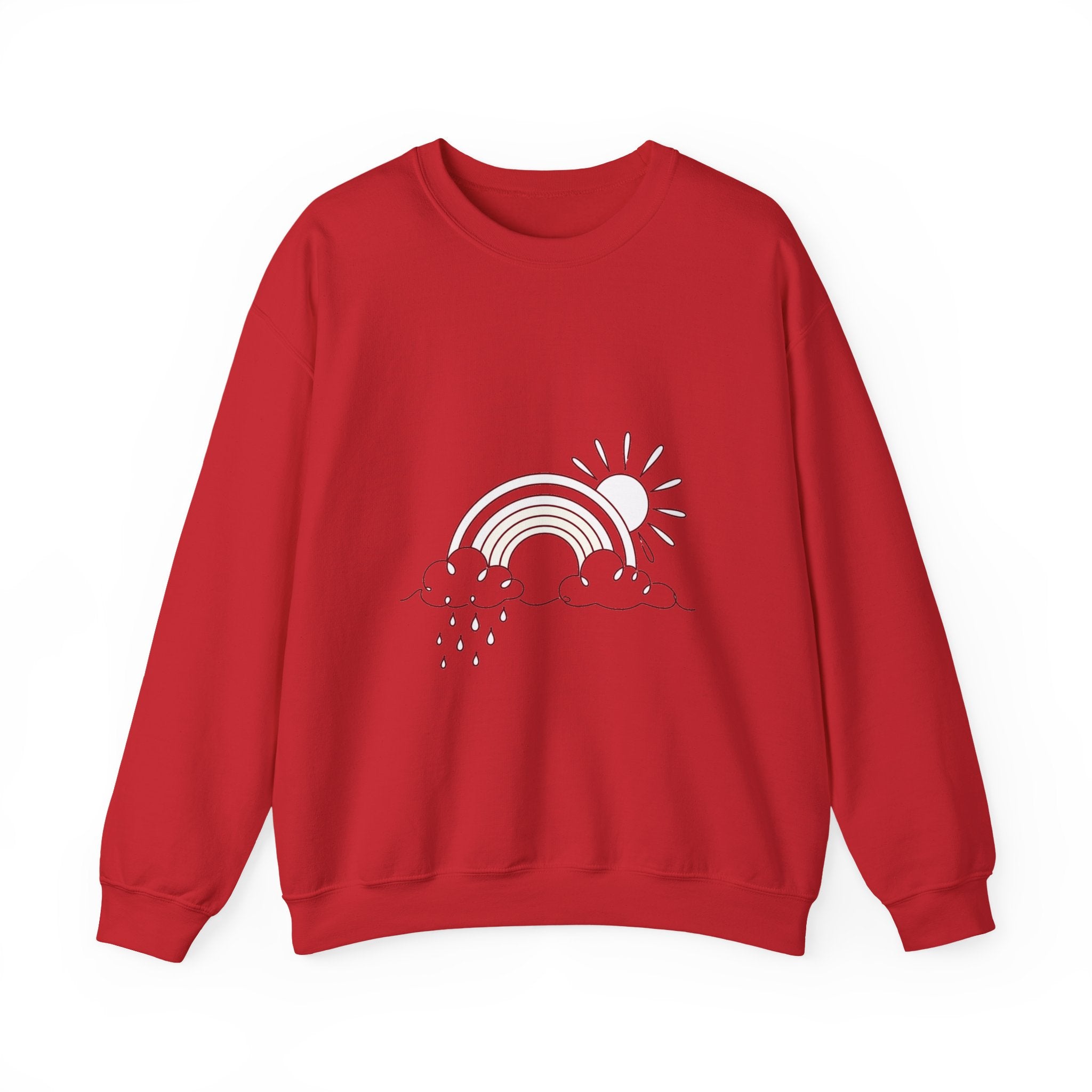 Matching Couple Sweatshirt - Storm & Rainbow Matching Couple Crewneck Sweatshirt Minimalist Art His Hers Valentine Gift - Design B