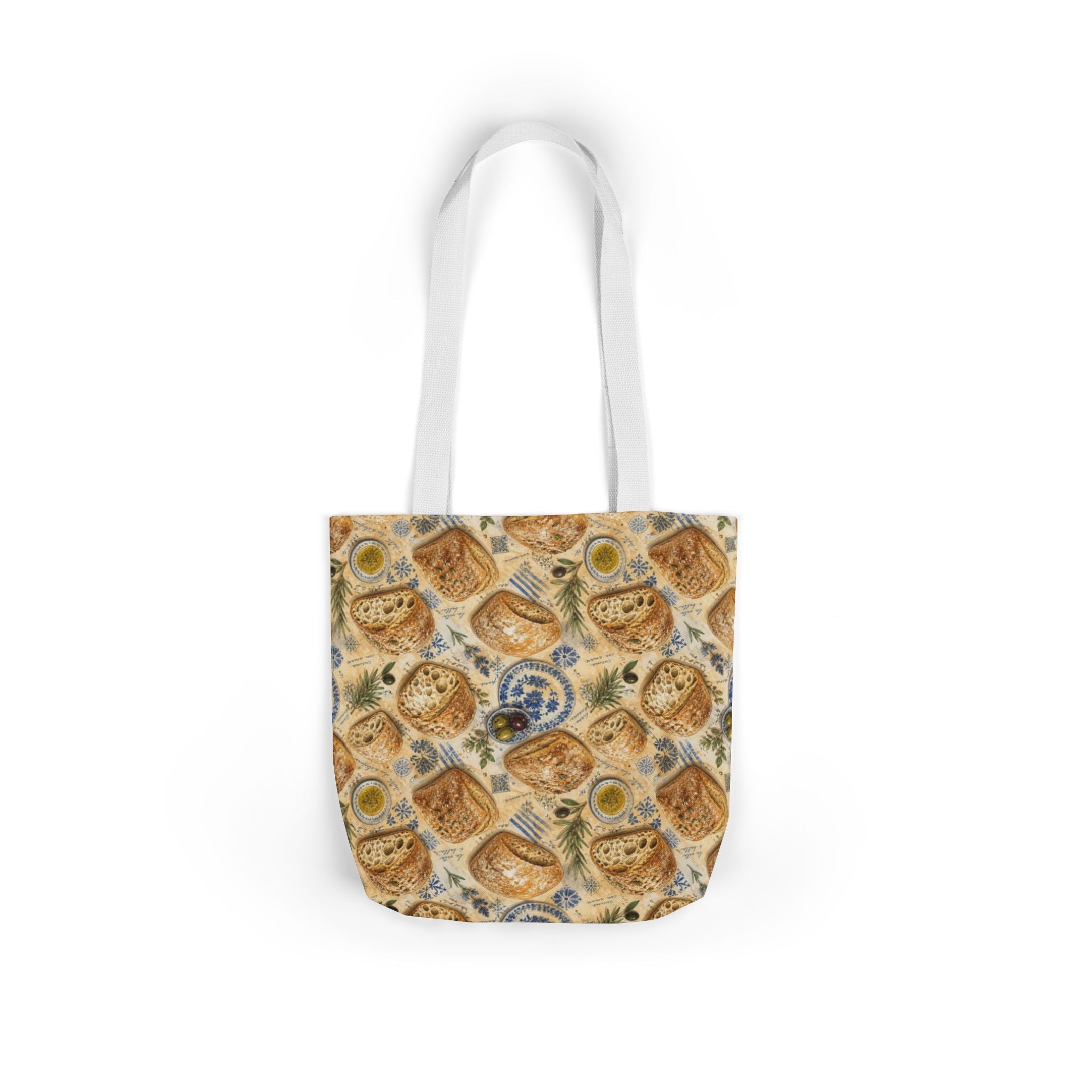 Ciabatta Rolls Canvas Tote Bag Mediterranean Kitchen Watercolor Design Italian Cottagecore Gift