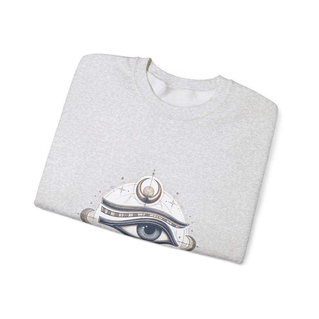 Matching Couple Sweatshirt - Eye of Ra & Horus Matching Couple Crewneck Sweatshirt Hand-Drawn Art His Hers Best Friend Gift - Design B