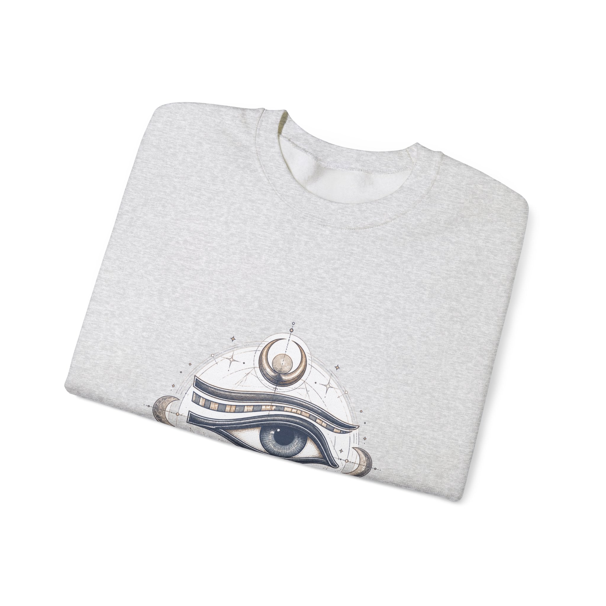 Matching Couple Sweatshirt - Eye of Ra & Horus Matching Couple Crewneck Sweatshirt Hand-Drawn Art His Hers Best Friend Gift - Design B