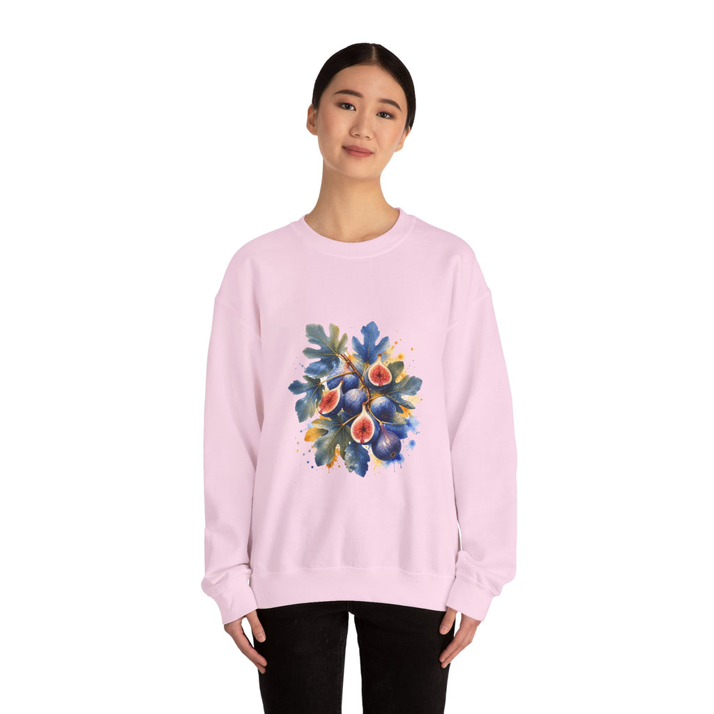 Matching Couple Sweatshirt - Olive Branch & Fig Matching Couple Premium Fleece Sweatshirt Watercolor Art His Hers Birthday Gift - Design B