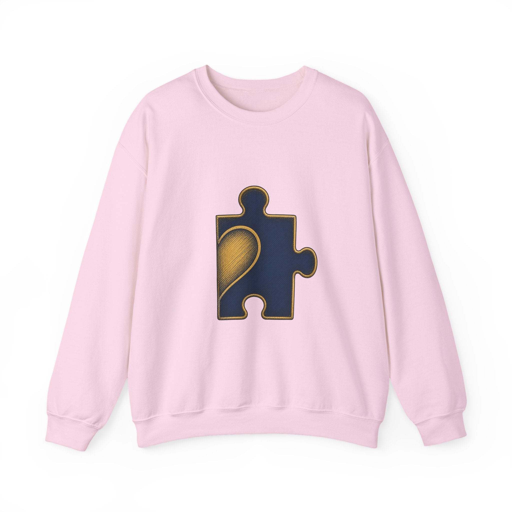 Matching Couple Sweatshirt - Puzzle Pieces Matching Couple Premium Fleece Sweatshirt Hand-Drawn Art His Hers Anniversary Gift - Design B
