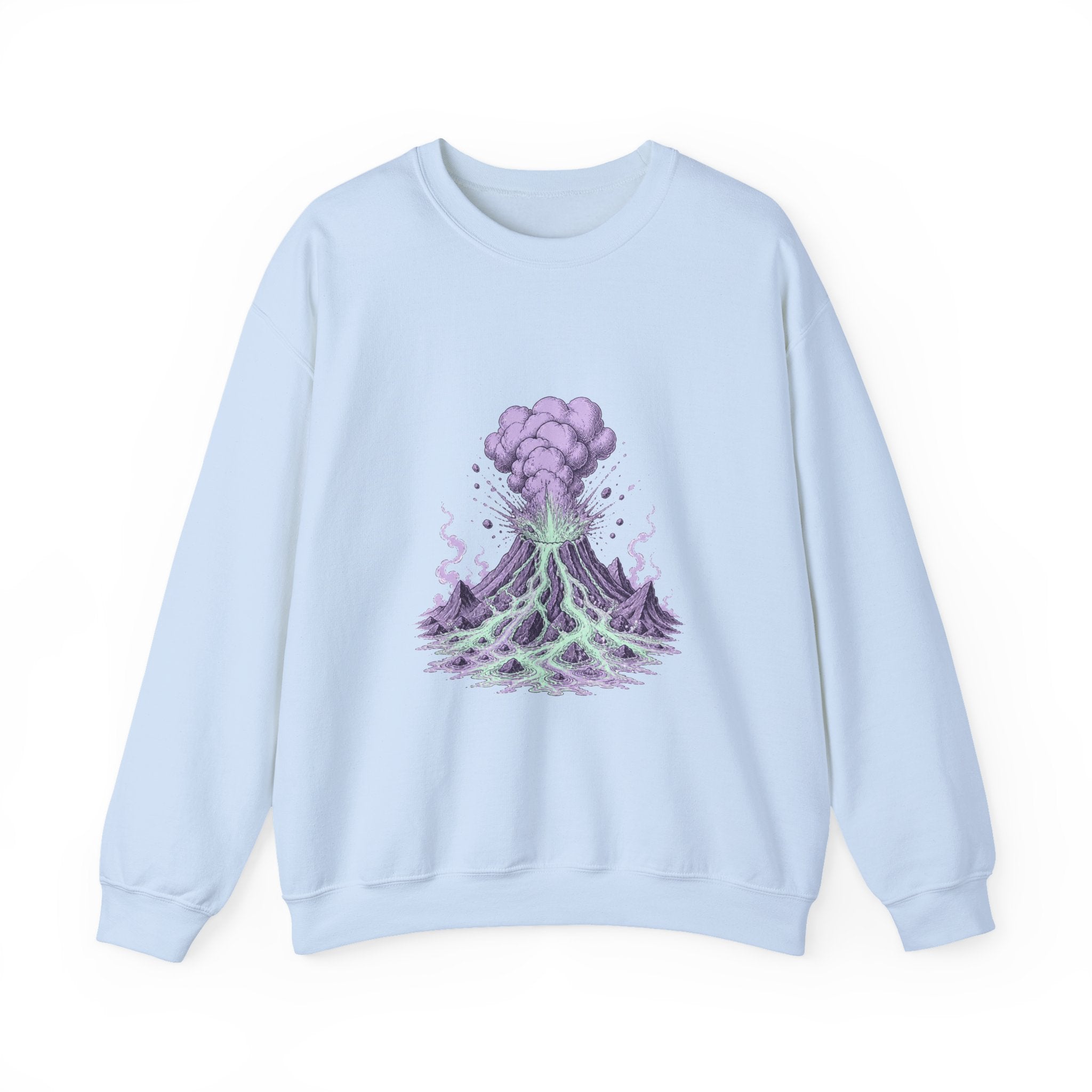 Matching Couple Sweatshirt - Volcano & Glacier Matching Couple Premium Fleece Sweatshirt Hand-Drawn Art His Hers Anniversary Gift - Design A