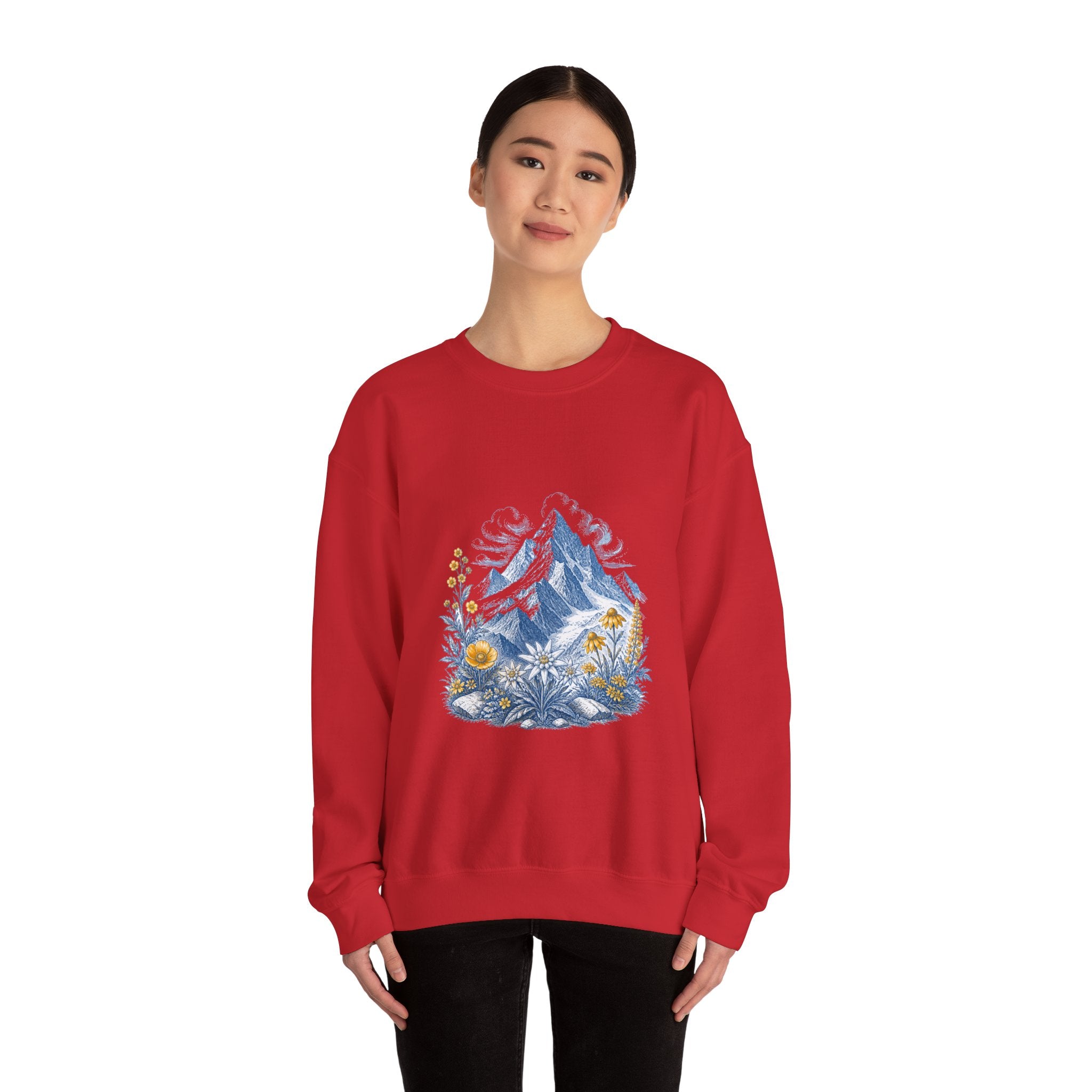 Matching Couple Sweatshirt - Mountain & Ocean Matching Couple Premium Fleece Sweatshirt Vintage Art His Hers Honeymoon Gift - Design A