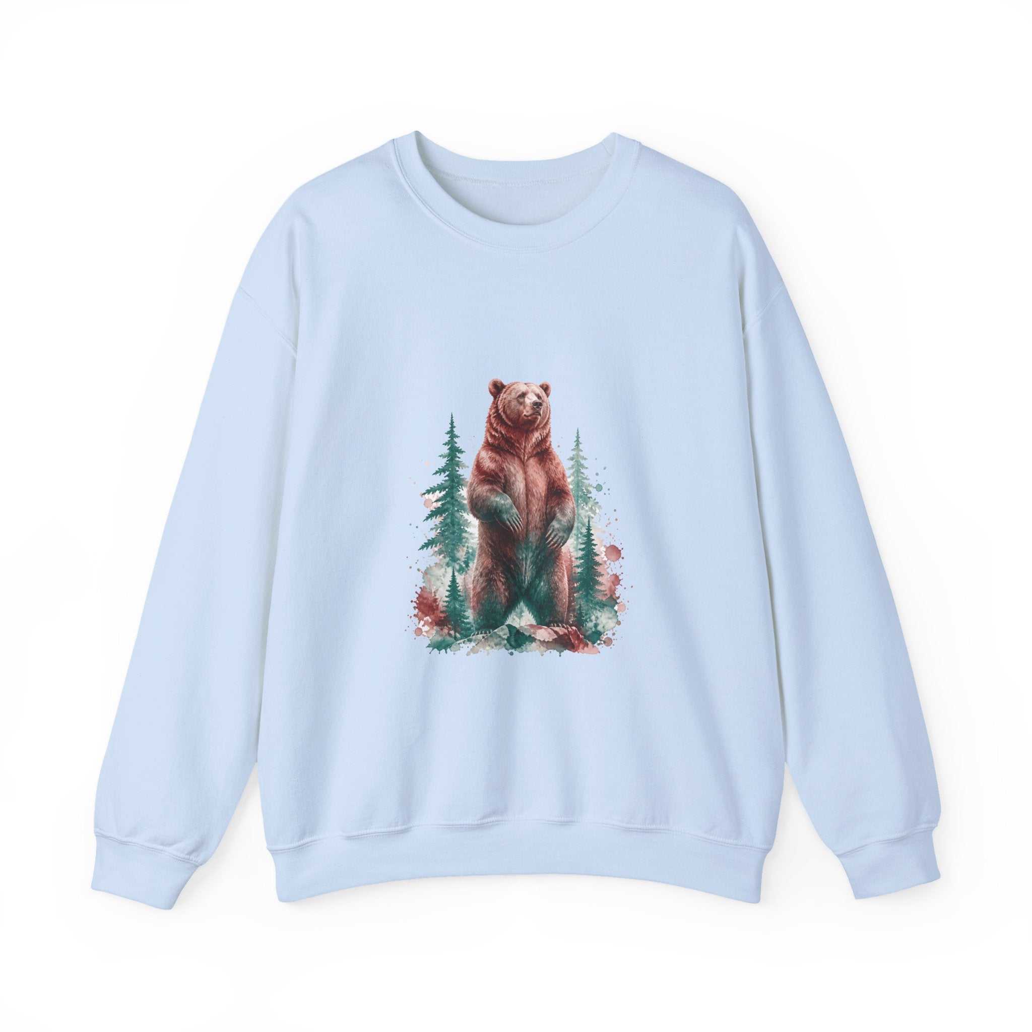 Matching Couple Sweatshirt - Bear & Deer Matching Couple Comfort Colors Crew Watercolor Art His Hers Birthday Gift - Design A