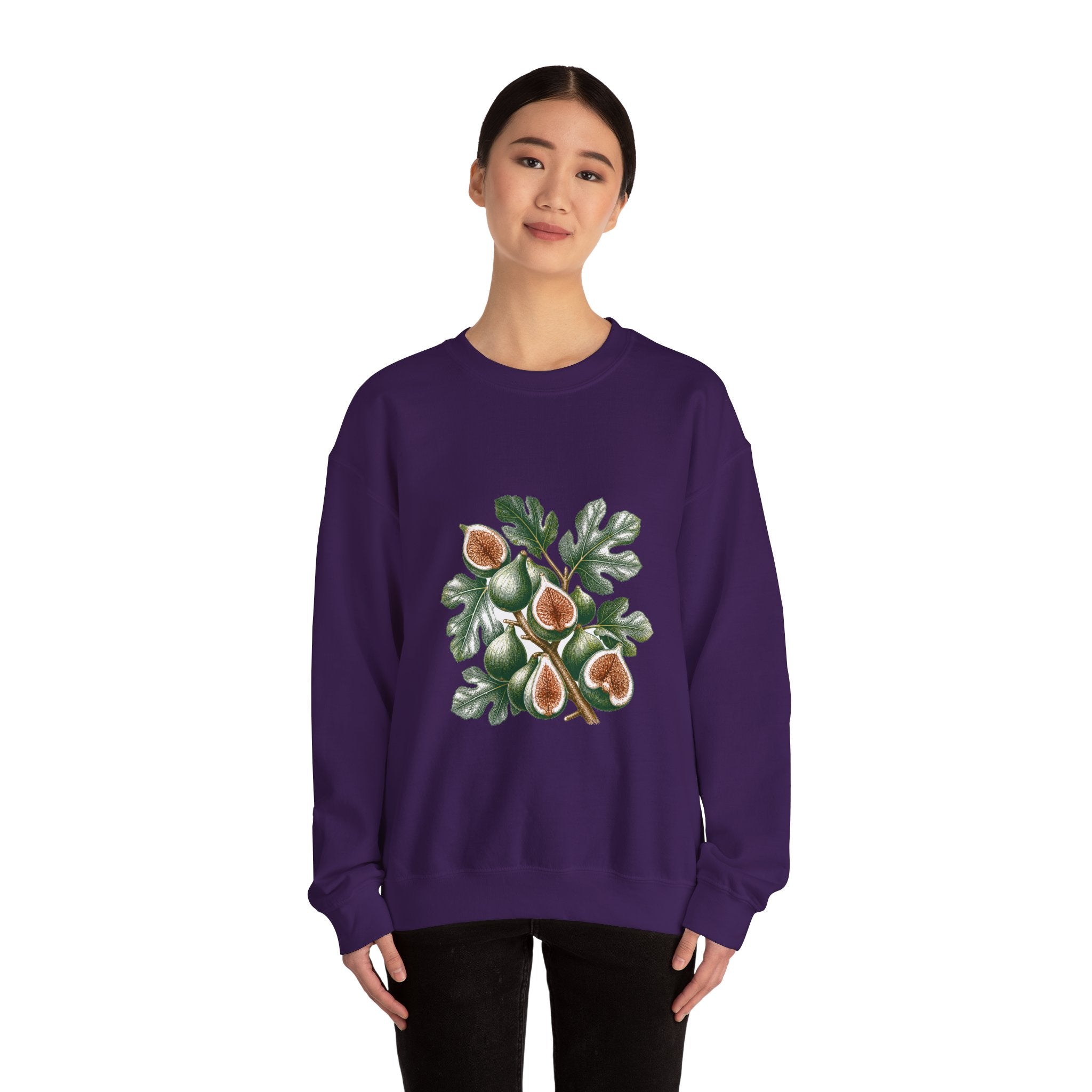 Matching Couple Sweatshirt - Olive Branch & Fig Matching Couple Premium Fleece Sweatshirt Hand-Drawn Art His Hers Anniversary Gift - Design B