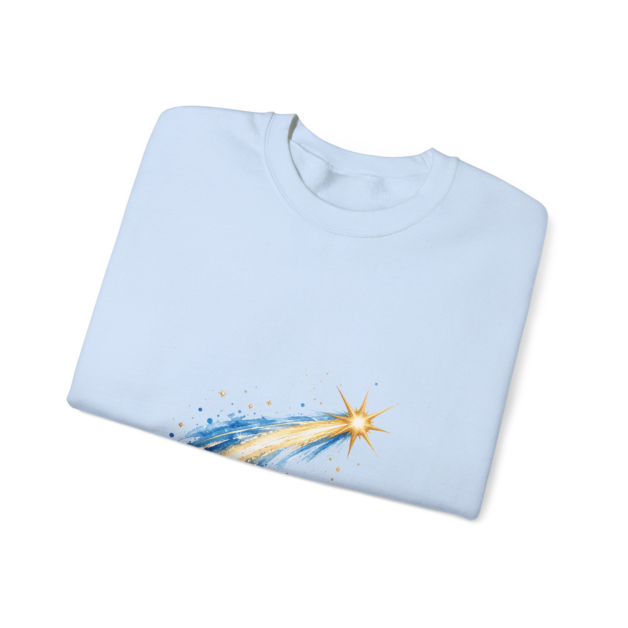 Matching Couple Sweatshirt - Shooting Star & North Star Matching Couple Premium Fleece Sweatshirt Watercolor Art His Hers Birthday Gift - Design A
