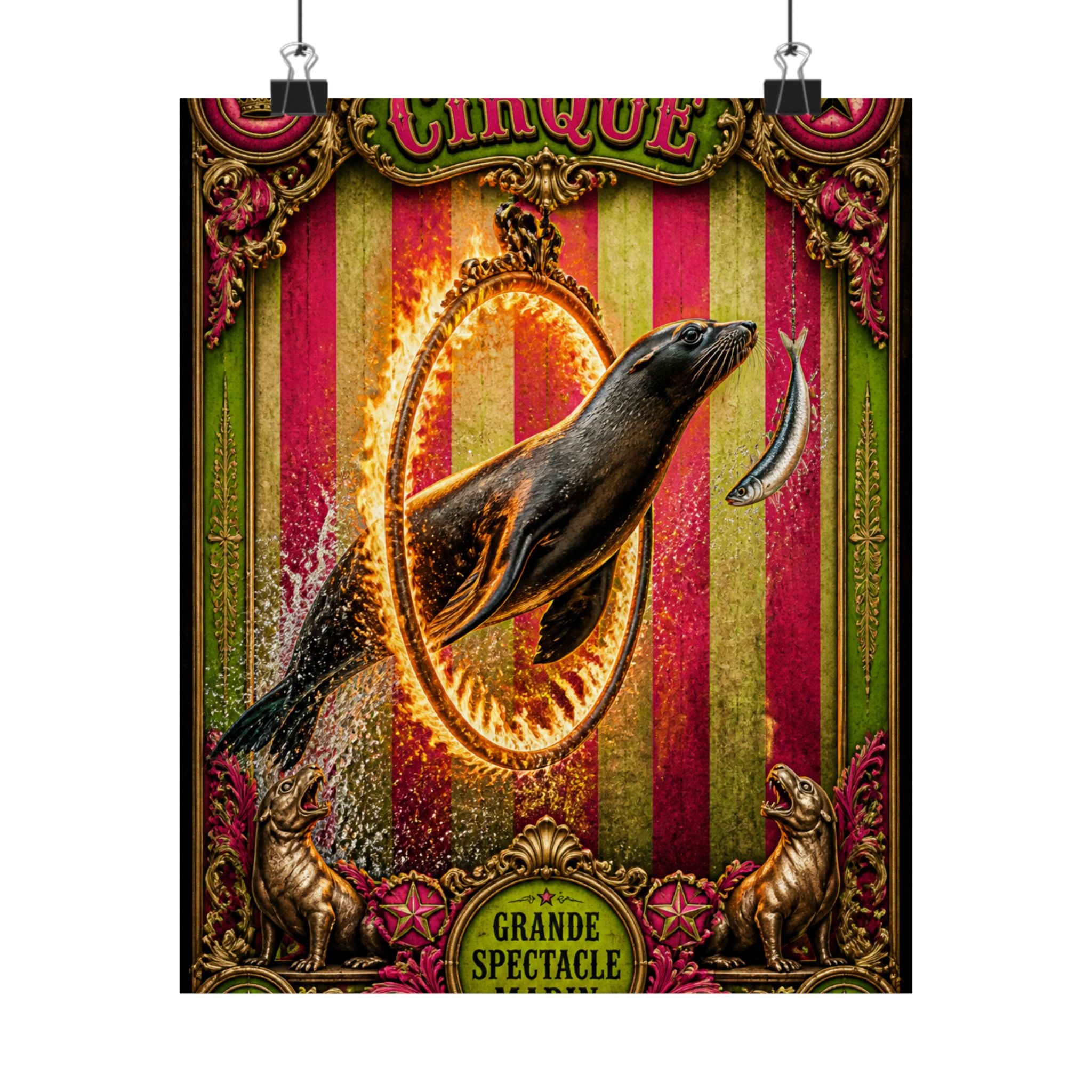 Seal Fire Hoop Wall Art Poster 24×36 Baroque Studio Decor Maximalist Print