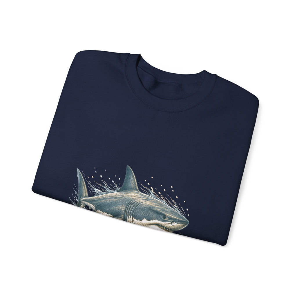 Matching Couple Sweatshirt - Shark & Dolphin Matching Couple Premium Fleece Sweatshirt Hand-Drawn Art His Hers Anniversary Gift - Design A