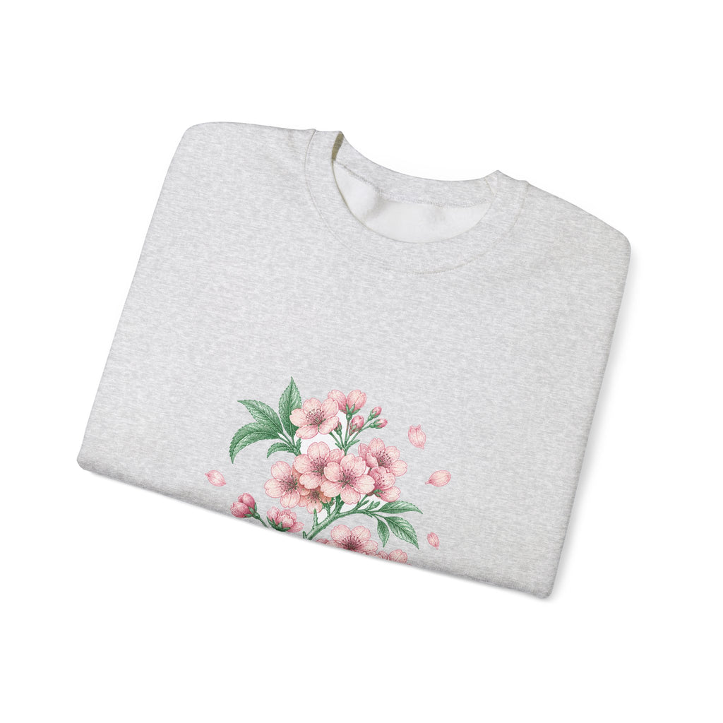 Matching Couple Sweatshirt - Cherry Blossom & Maple Leaf Matching Couple Premium Fleece Sweatshirt Vintage Art His Hers Honeymoon Gift - Design A