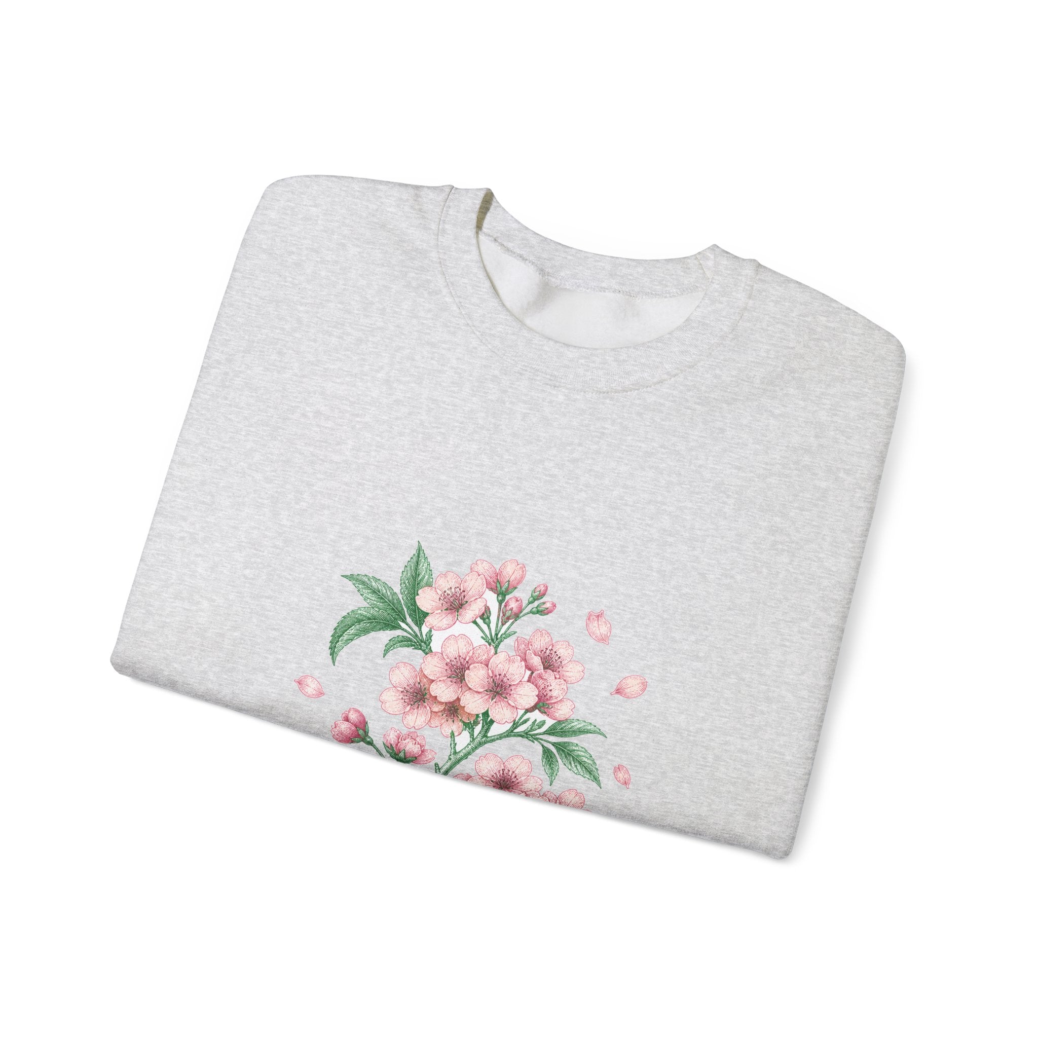 Matching Couple Sweatshirt - Cherry Blossom & Maple Leaf Matching Couple Premium Fleece Sweatshirt Vintage Art His Hers Honeymoon Gift - Design A