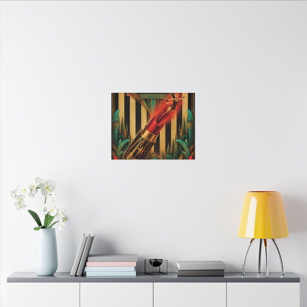 Lipstick Cannon Wall Art Canvas 16×20 Art Deco Entryway Decor Maximalist Print