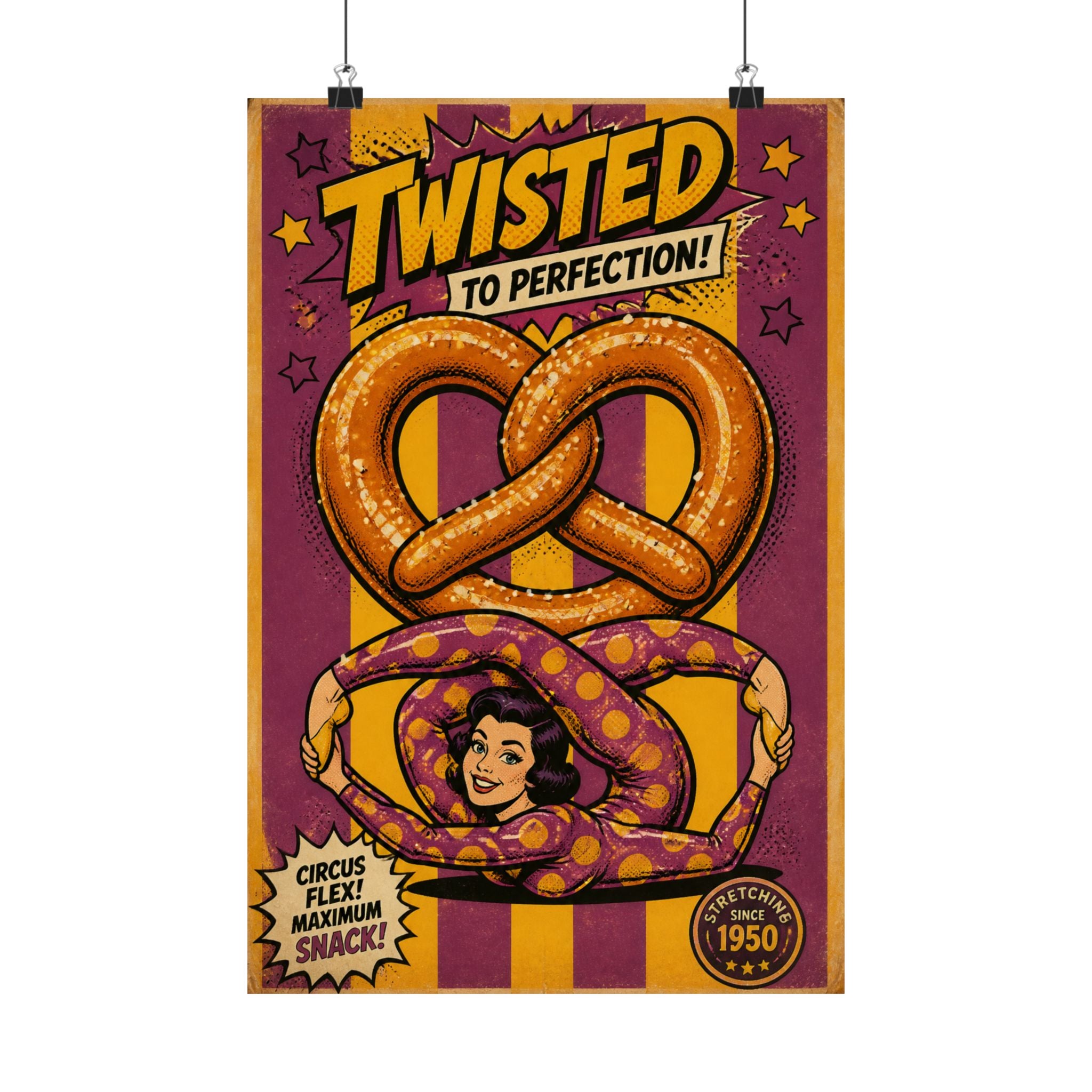 Pretzel Contortionist Wall Art Poster 18×24 Pop Art Living Room Decor Maximalist Print