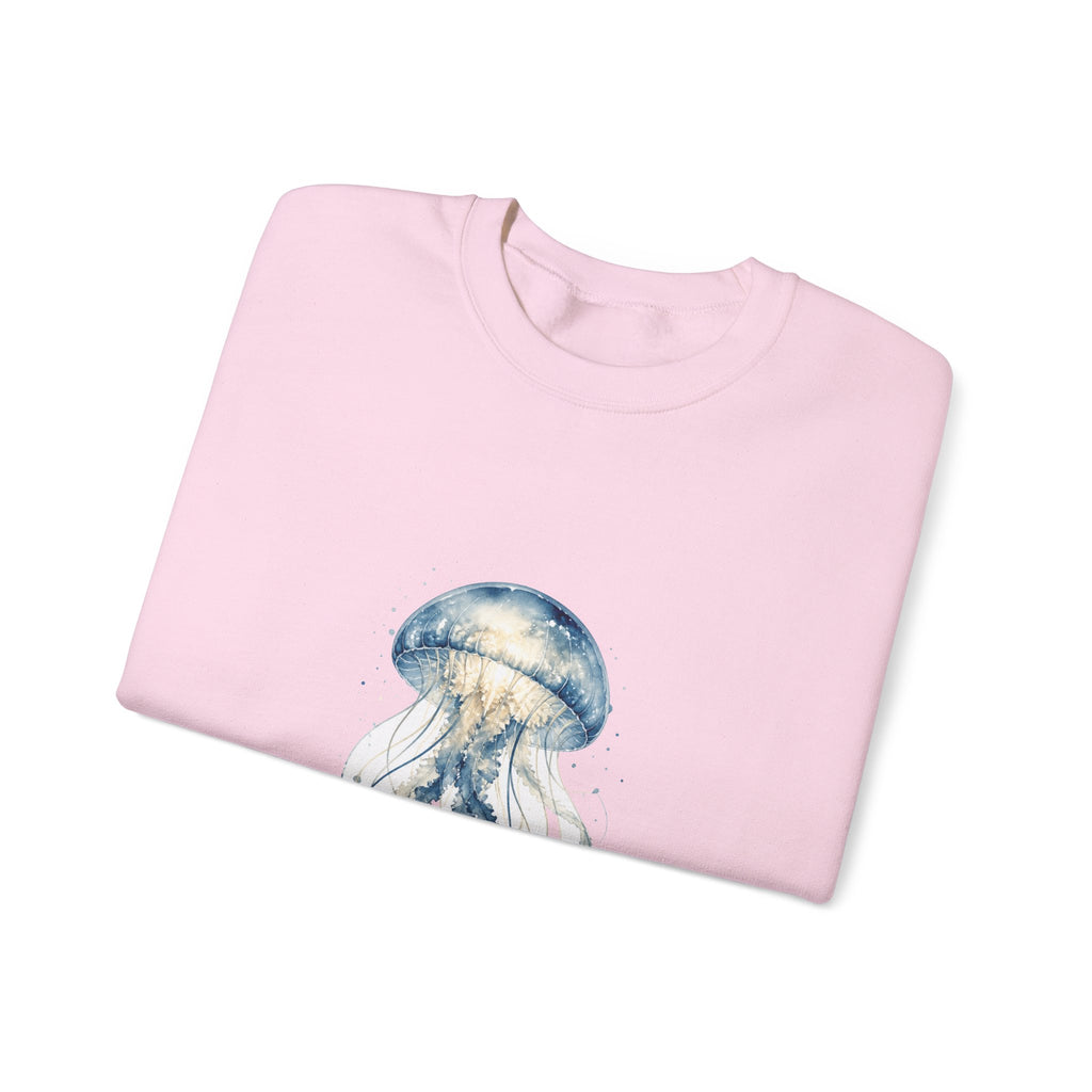 Matching Couple Sweatshirt - Octopus & Jellyfish Matching Couple Crewneck Sweatshirt Watercolor Art His Hers Engagement Gift - Design B