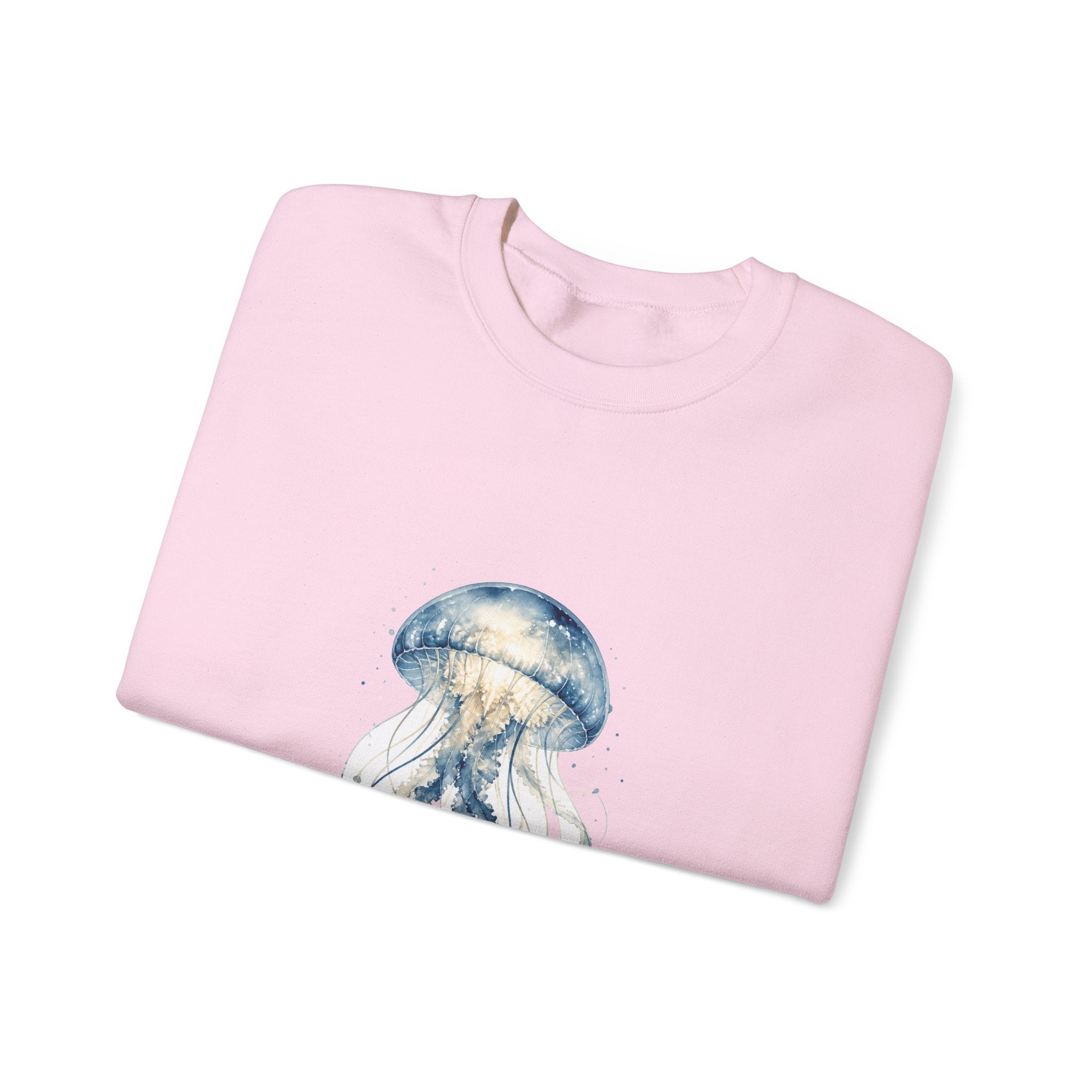 Matching Couple Sweatshirt - Octopus & Jellyfish Matching Couple Crewneck Sweatshirt Watercolor Art His Hers Engagement Gift - Design B