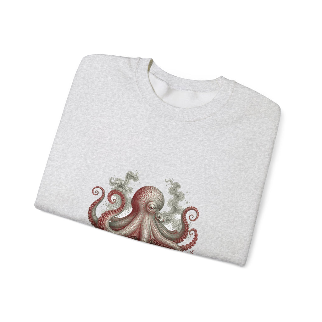 Matching Couple Sweatshirt - Octopus & Jellyfish Matching Couple Crewneck Sweatshirt Vintage Art His Hers Wedding Gift - Design A