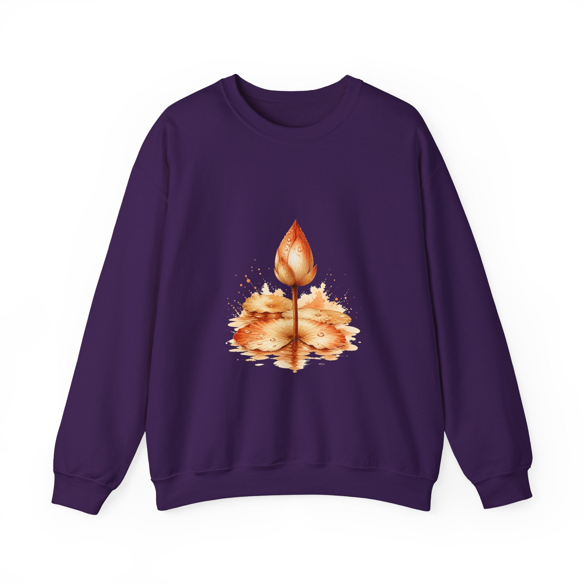 Matching Couple Sweatshirt - Open & Closed Lotus Matching Couple Comfort Colors Crew Watercolor Art His Hers Birthday Gift - Design B