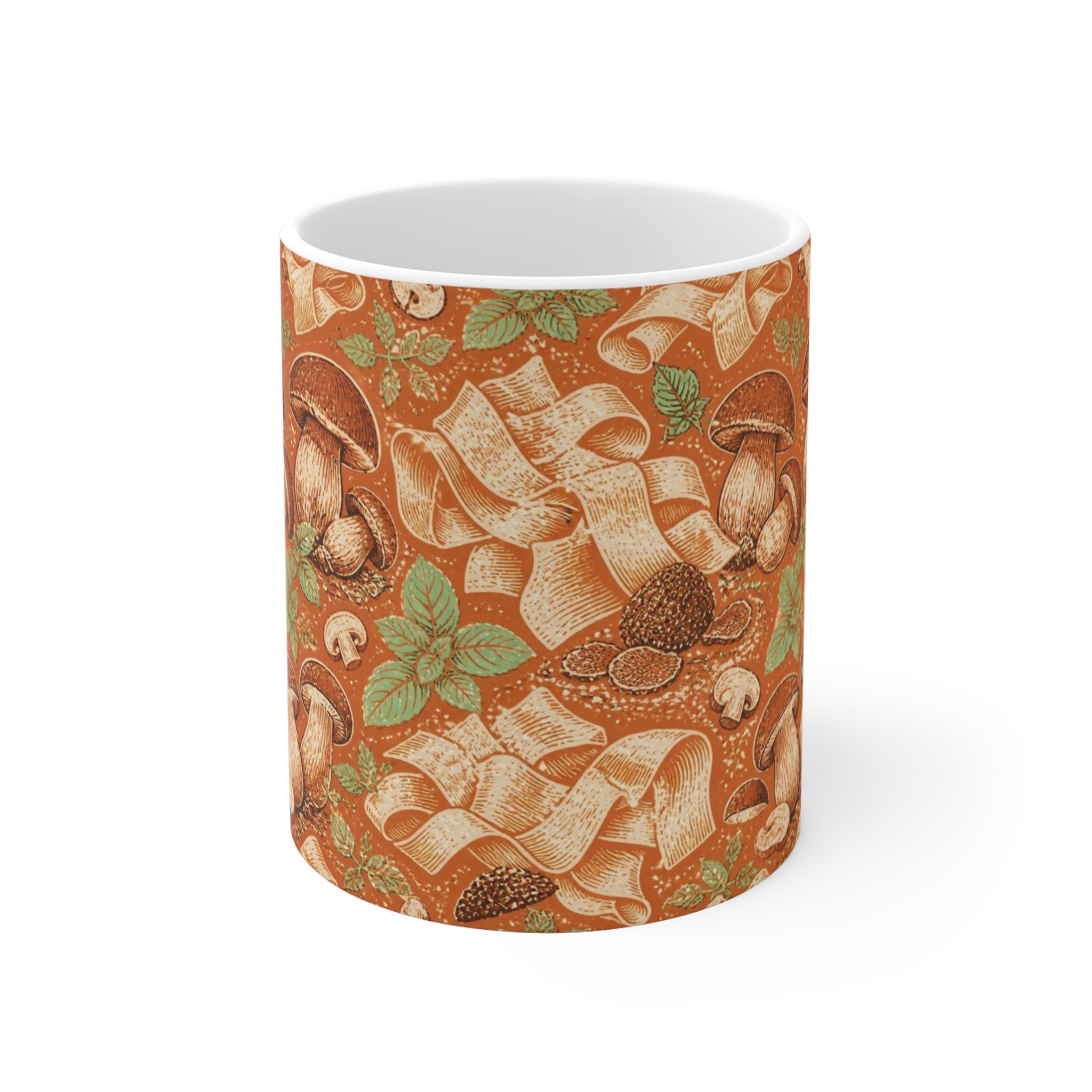 Pappardelle Ribbons 11oz Ceramic Mug Mediterranean Kitchen Linocut Design Italian Cottagecore Gift