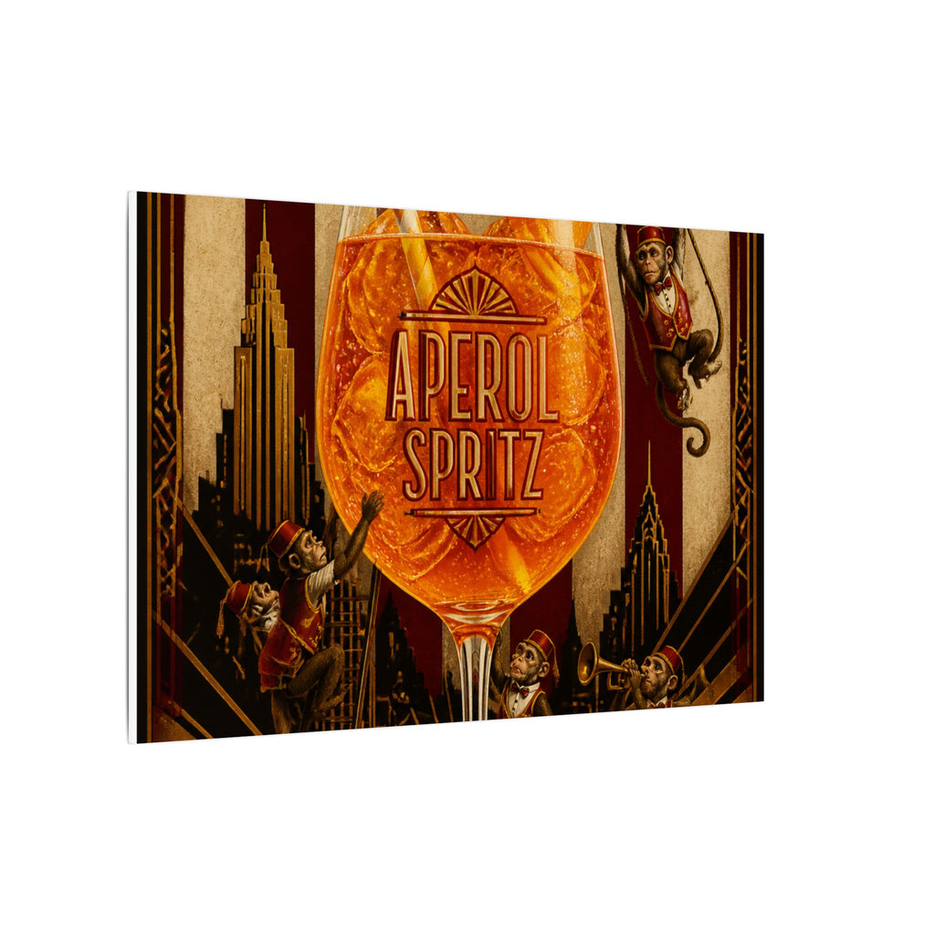 Aperol Spritz Monkeys Wall Art Canvas 24×36 Art Deco Bar Area Decor Maximalist Print