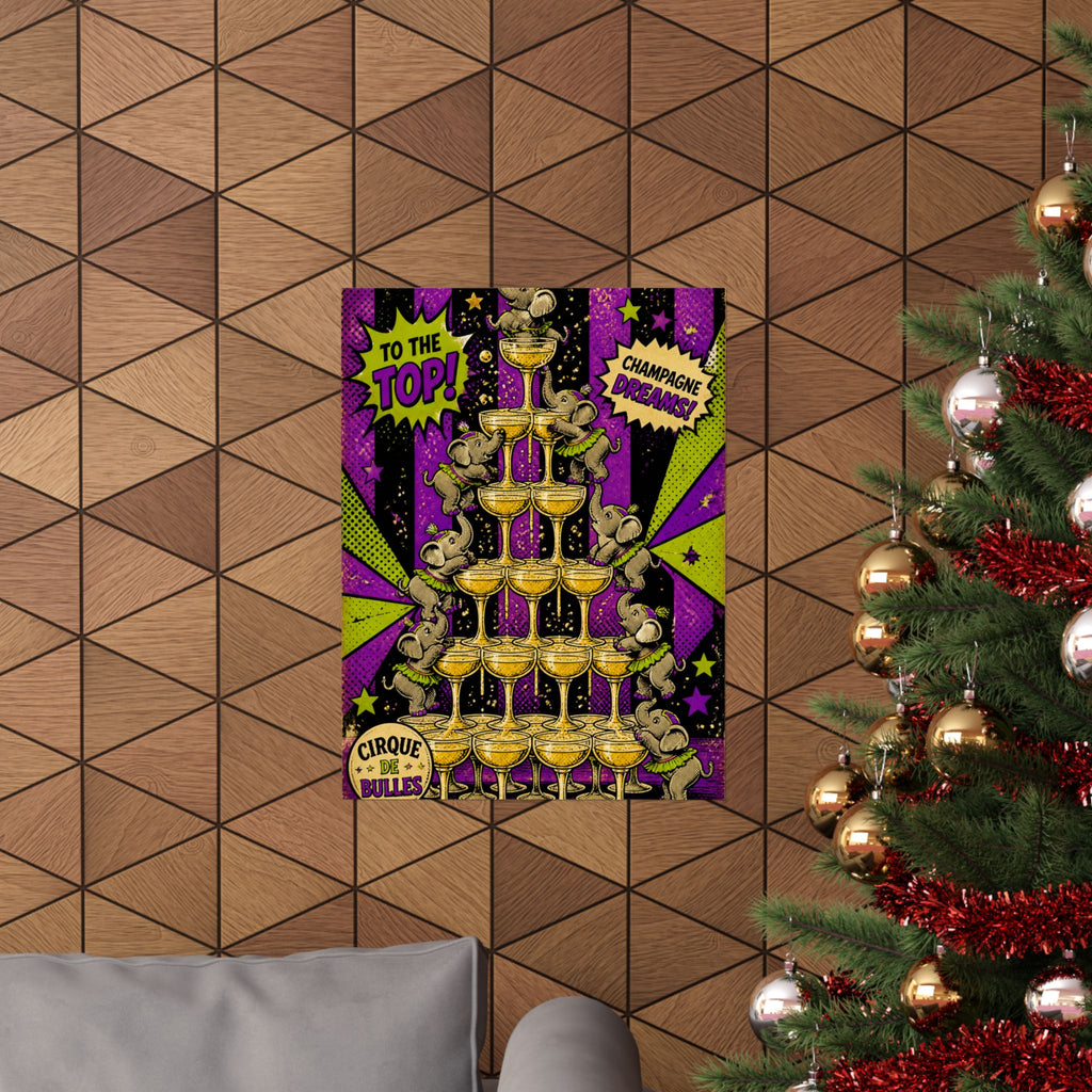 Champagne Tower Elephants Wall Art Poster 18×24 Pop Art Living Room Decor Maximalist Print